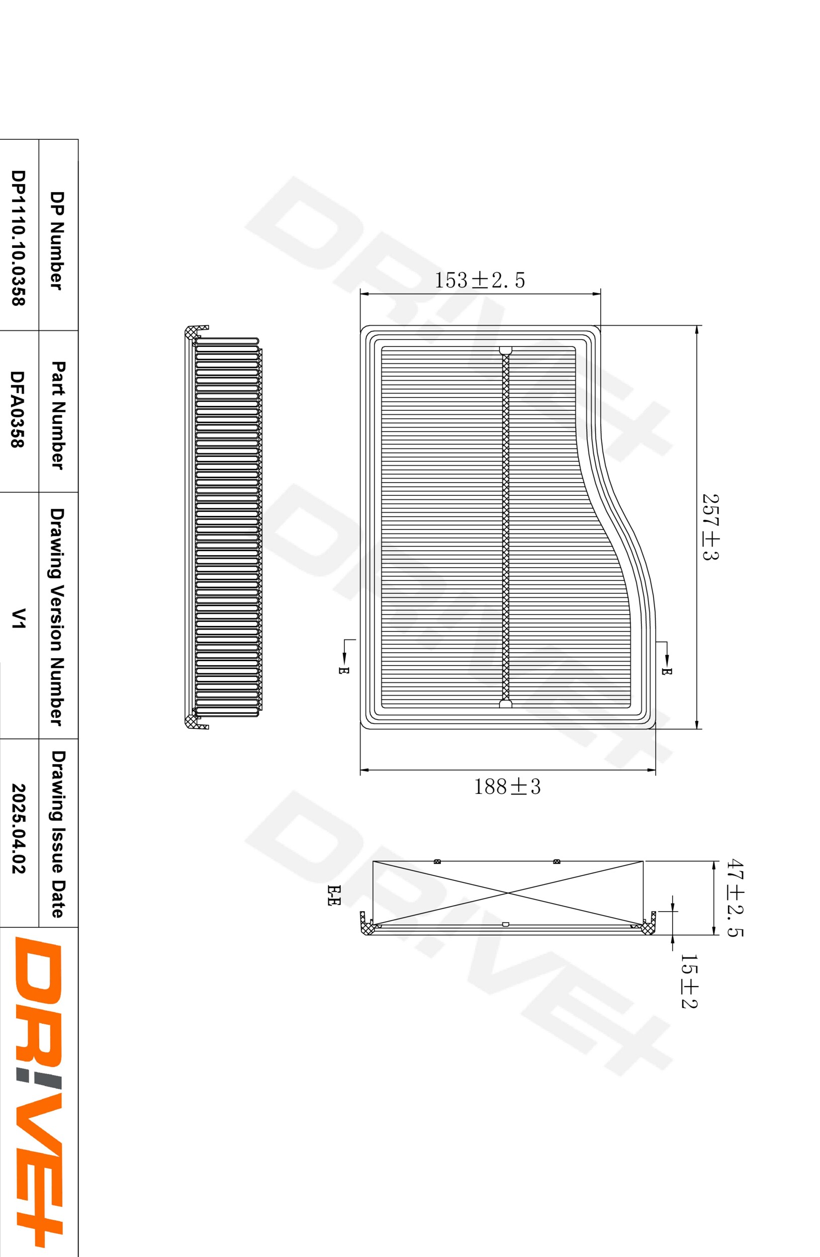 DR!VE+ Luftfilter dp1110100358 Filterindsats 47mm for MERCEDES-BENZ