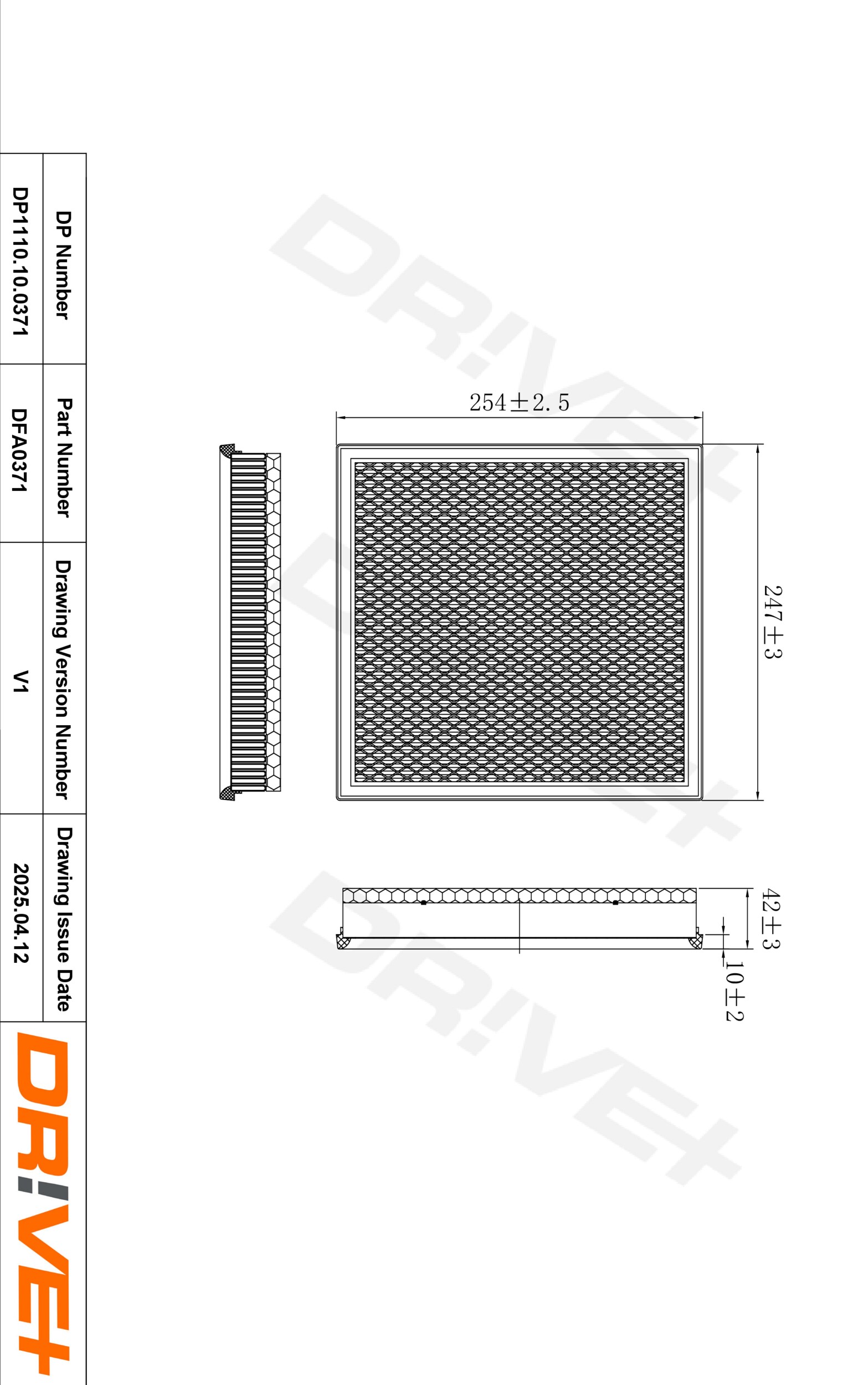 DR!VE+ Luftfilter dp1110100371 Filterindsats 45mm for OPEL GENERAL MOTORS