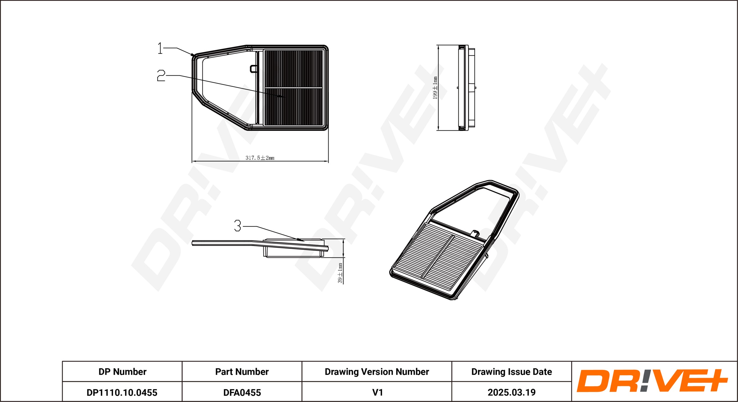 DR!VE+ Luftfilter dp1110100455 Filterindsats 38mm for HONDA
