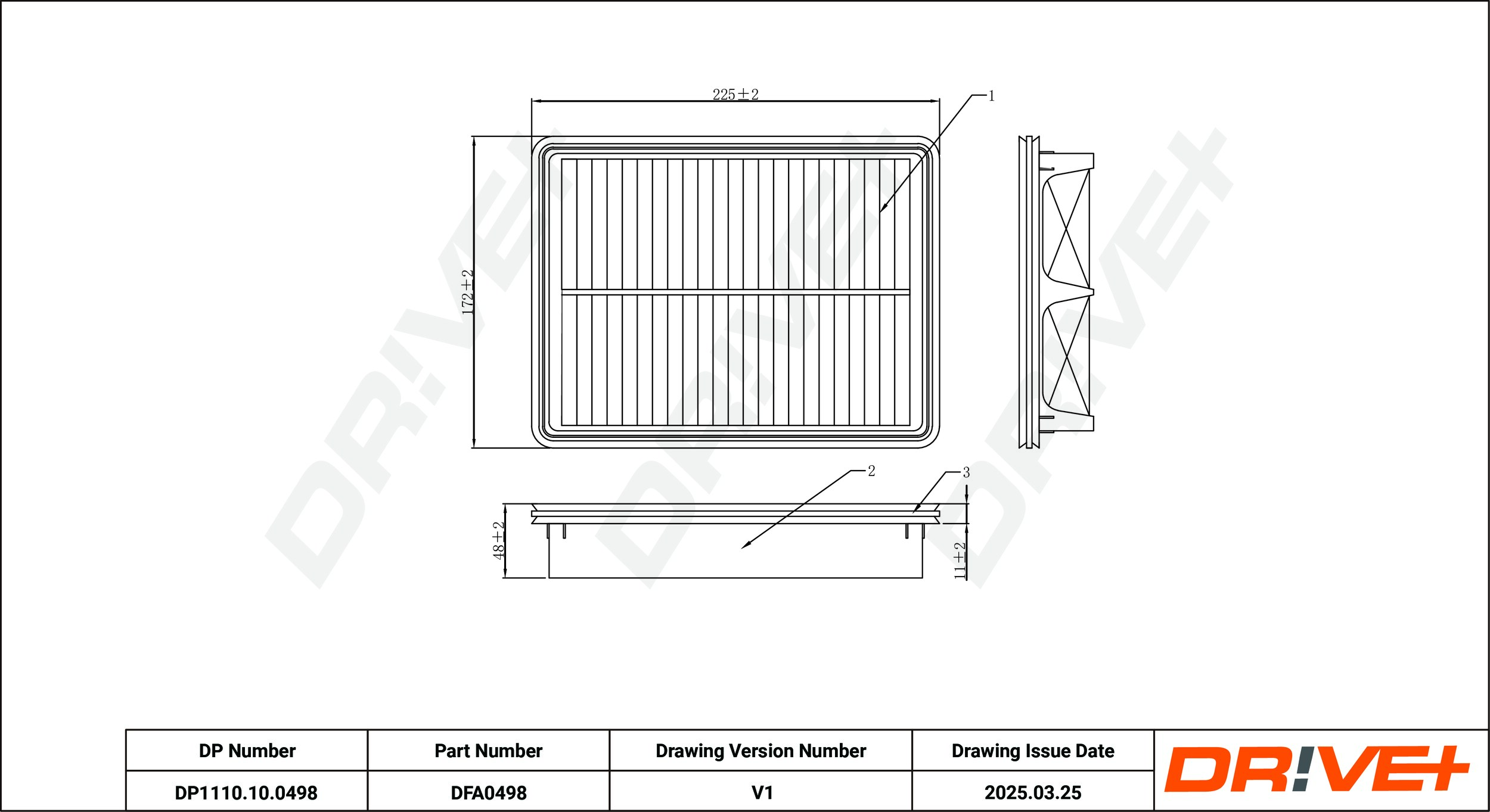 DR!VE+ Luftfilter dp1110100498 Filterindsats 48mm for MAZDA
