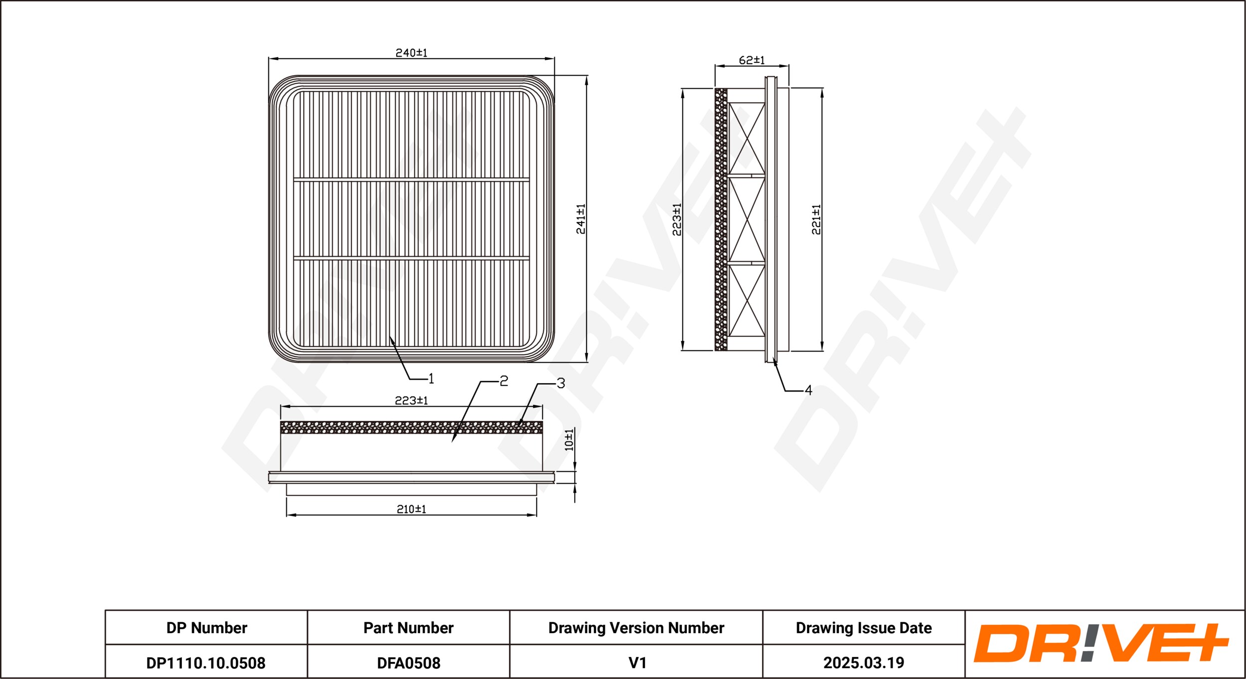 DR!VE+ Luftfilter dp1110100508 Filterindsats 67mm for ISUZU MITSUBISHI