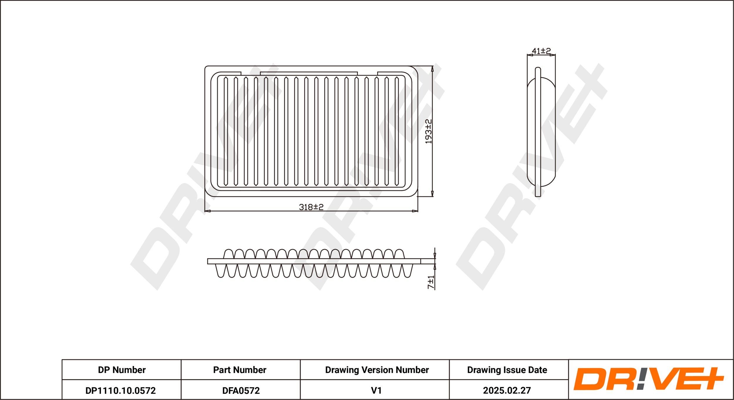 DR!VE+ Luftfilter dp1110100572 Filterindsats 44mm for LEXUS