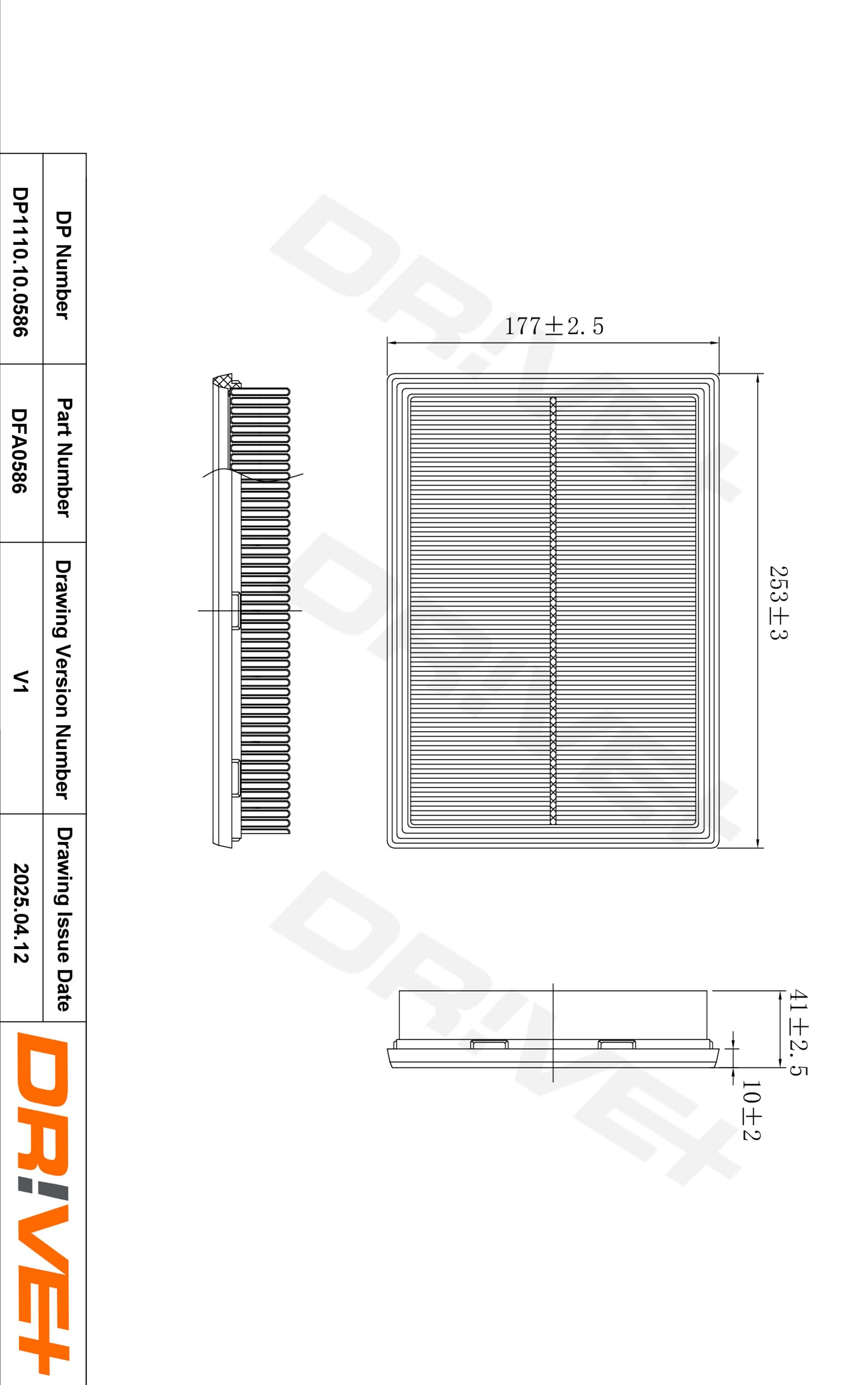 DR!VE+ Luftfilter dp1110100586 Filterindsats 41mm for FORD MAZDA