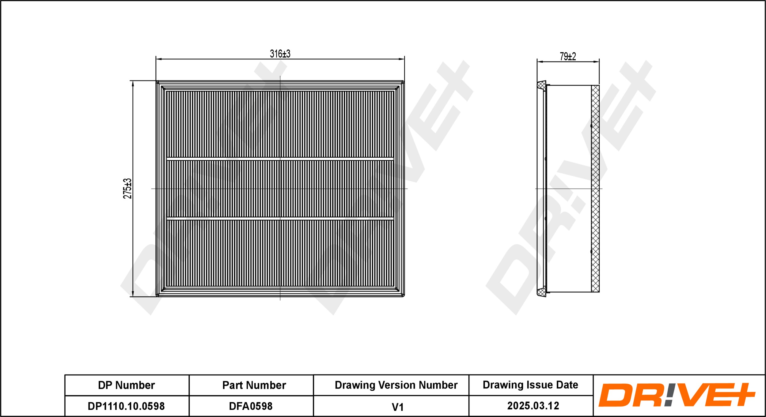 DR!VE+ Luftfilter dp1110100598 Filterindsats 70mm for VW MERCEDES-BENZ