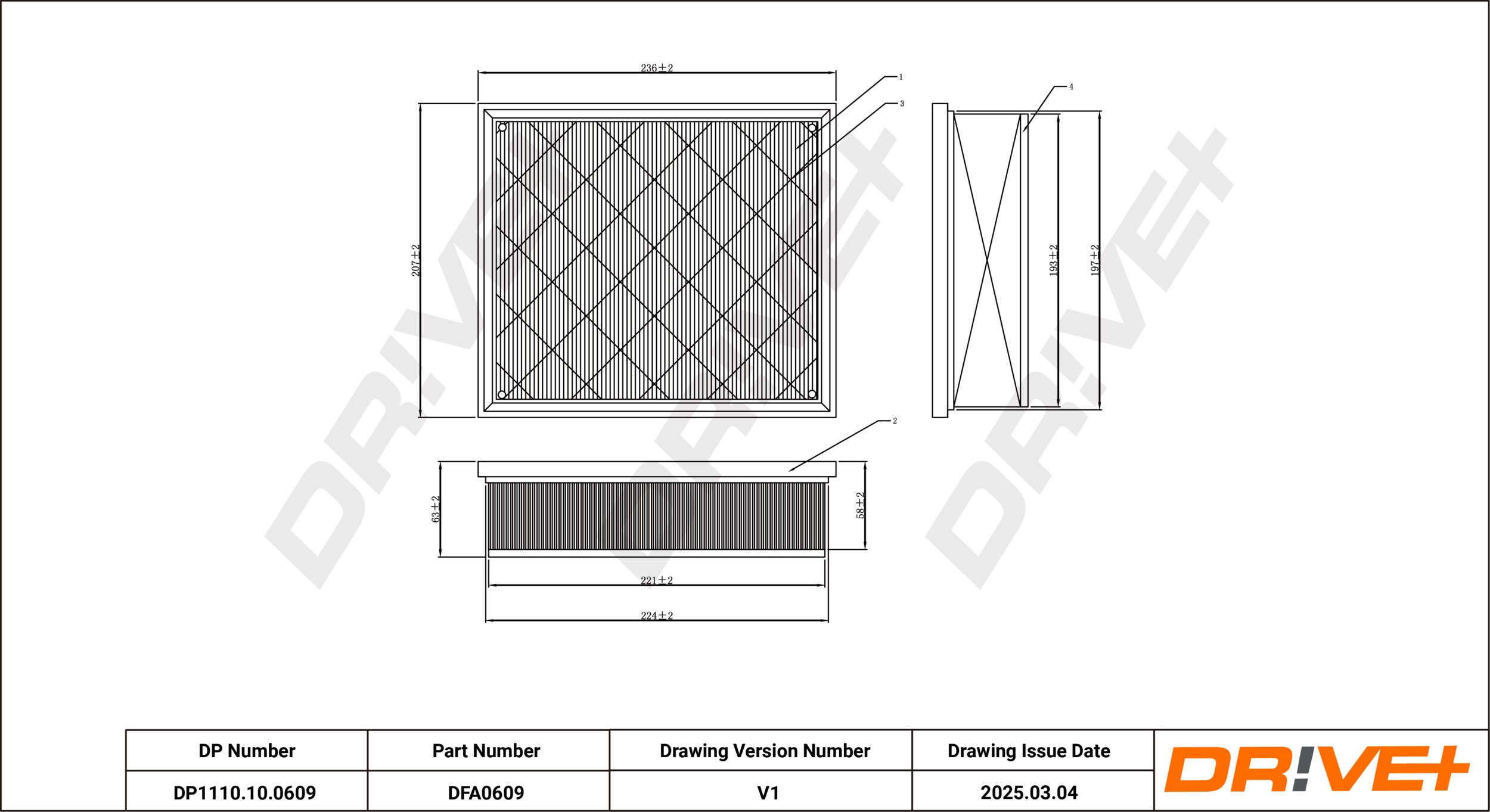 DR!VE+ Luftfilter dp1110100609 Filterindsats 67mm for FORD VOLVO