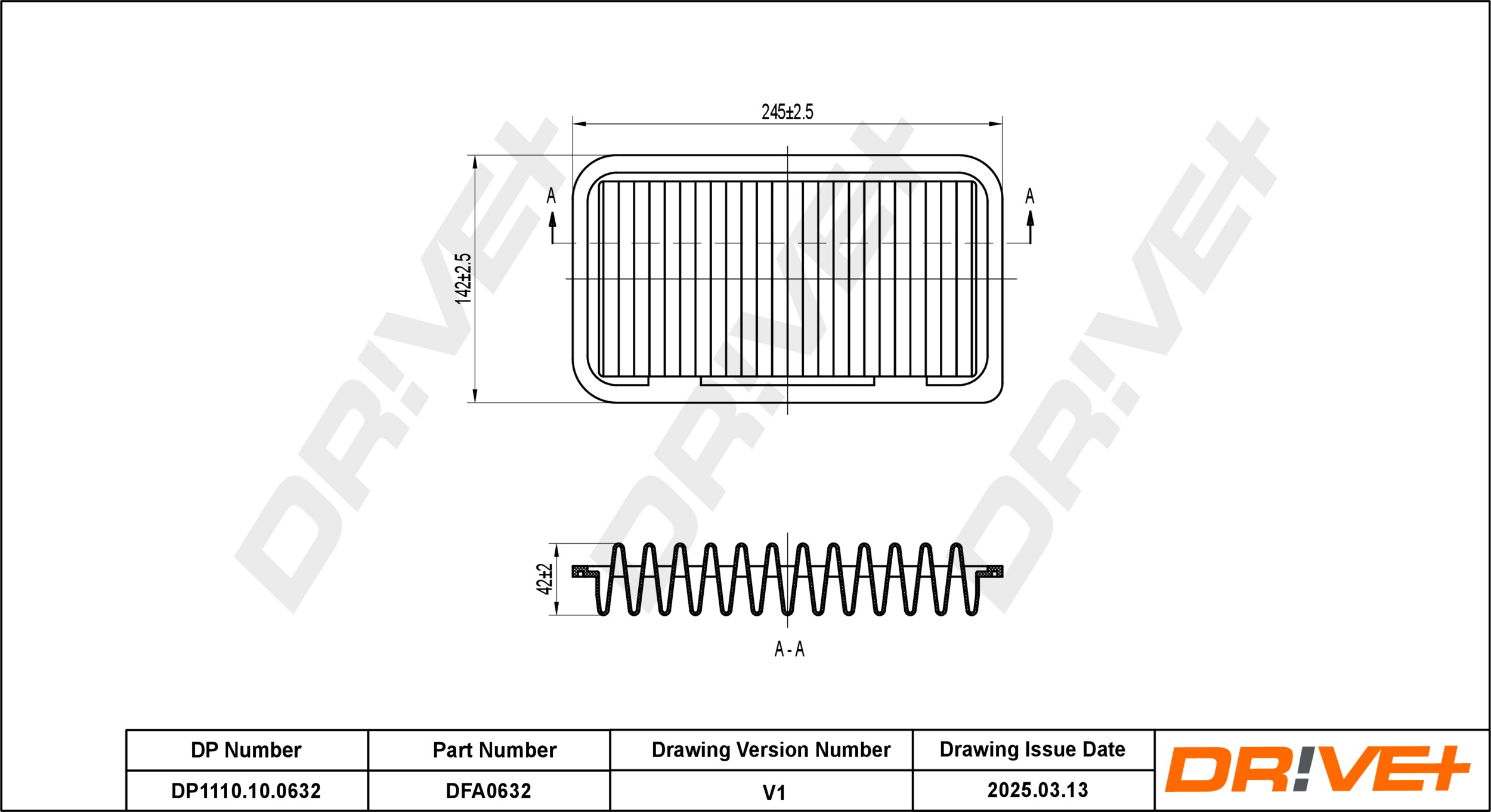 DR!VE+ Luftfilter dp1110100632 Filterindsats 39mm for OPEL VAUXHALL SUZUKI