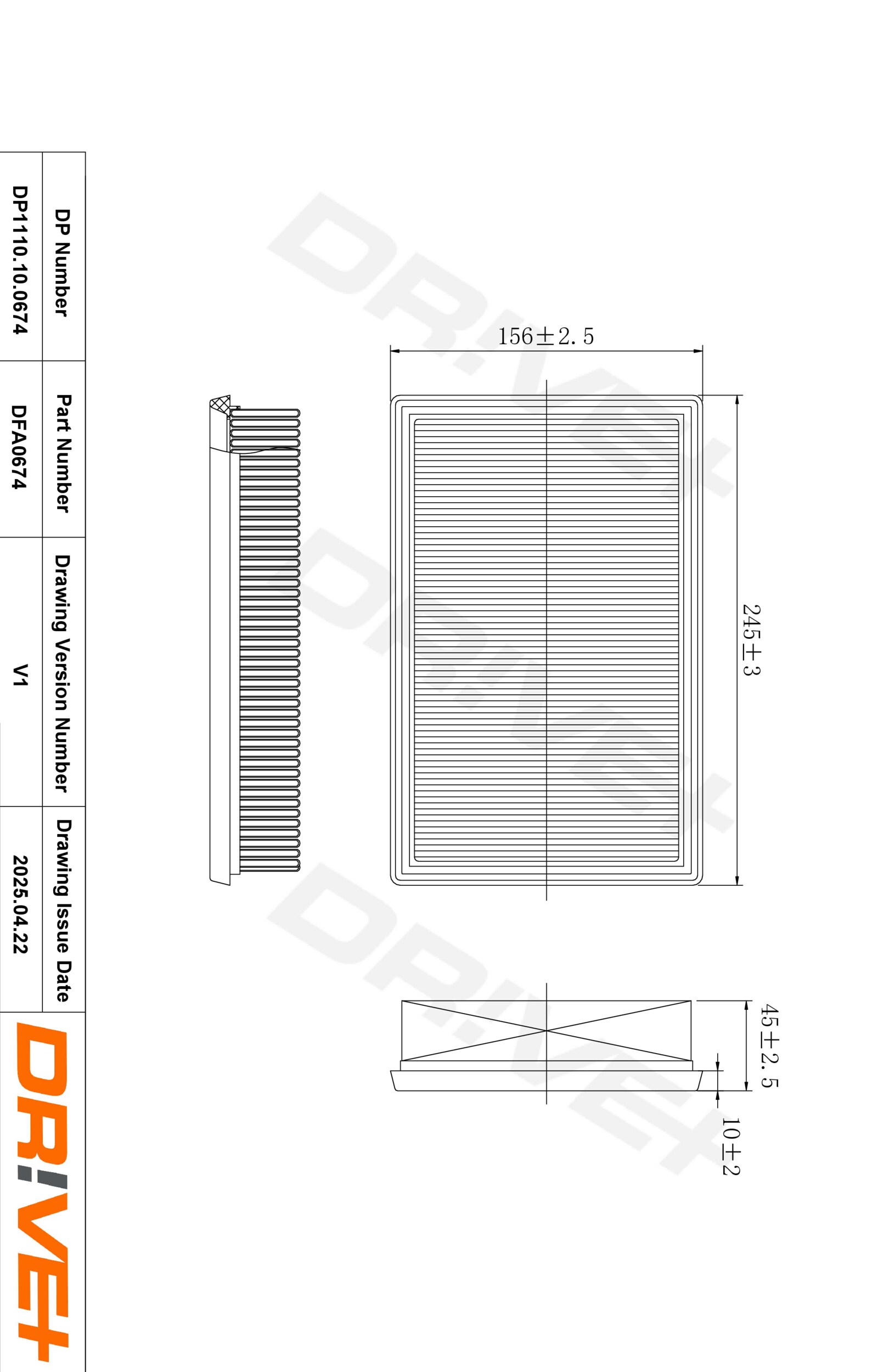 DR!VE+ Luftfilter dp1110100674 Filterindsats 38mm for OPEL GENERAL MOTORS SUZUKI