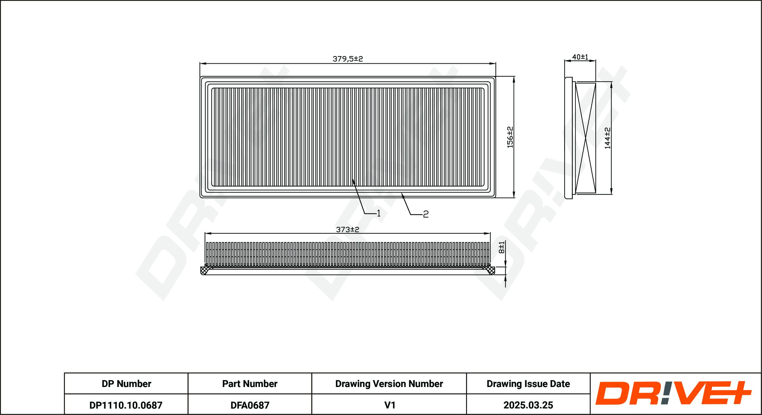 DR!VE+ Luftfilter dp1110100687 Filterindsats 42mm for JAGUAR
