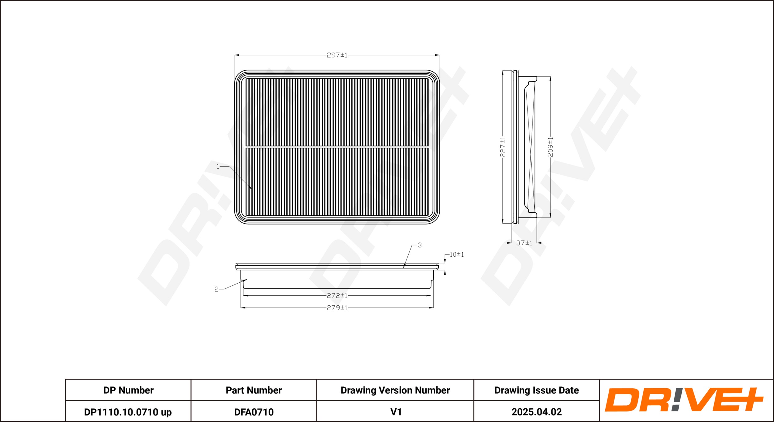 DR!VE+ Luftfilter dp1110100710 Filterindsats 37mm for HYUNDAI
