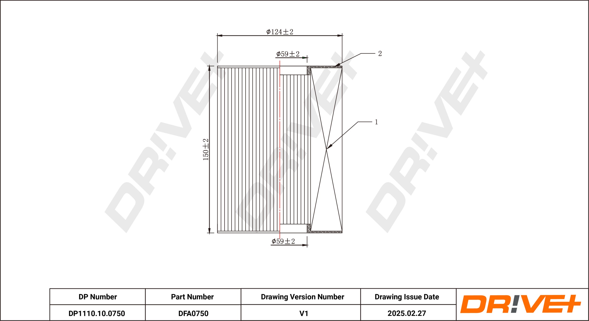 DR!VE+ Luftfilter dp1110100750 Filterindsats inner_diameter_1_mm_995|Inder diameter 1 [mm]|59 150mm for MERCEDES-BENZ