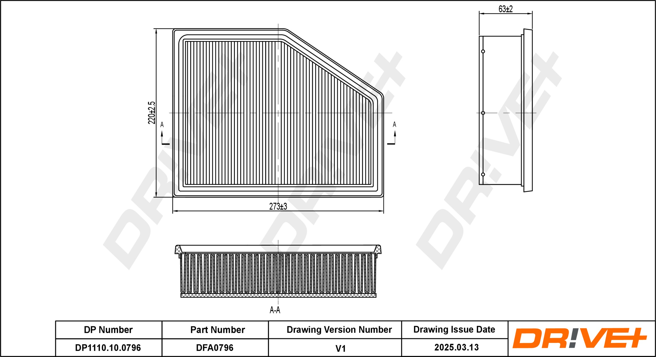 DR!VE+ Luftfilter dp1110100796 Filterindsats 67mm for BMW