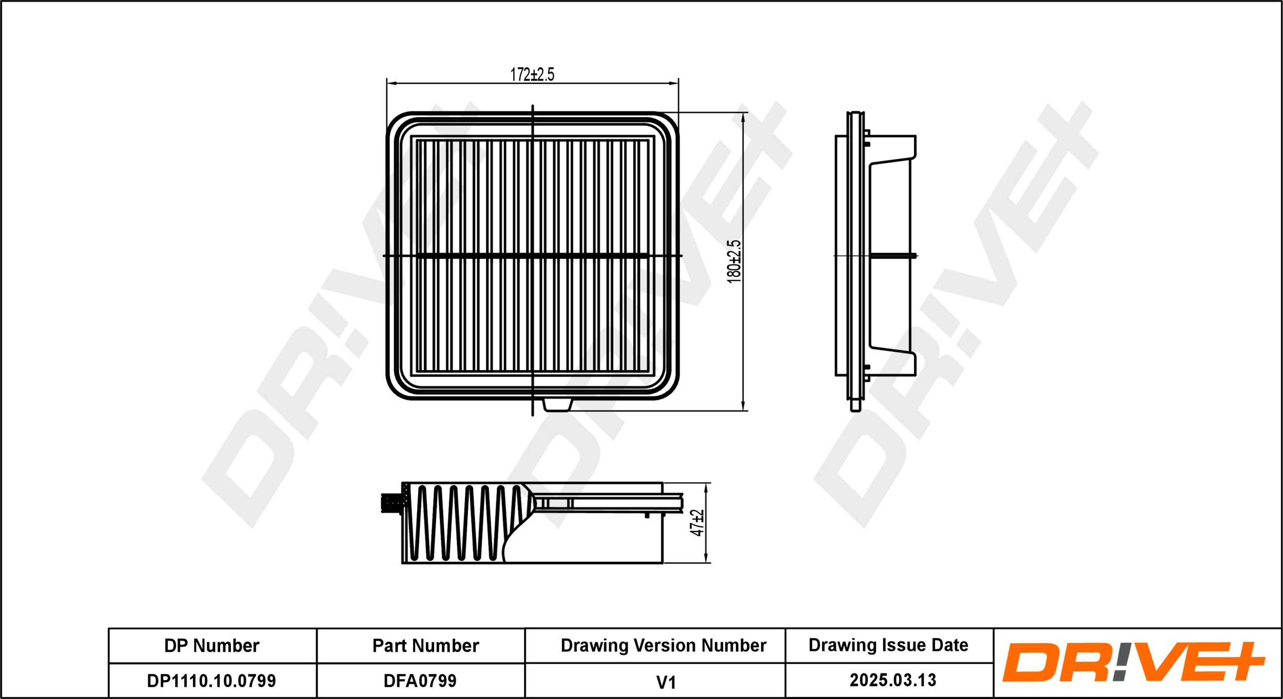 DR!VE+ Luftfilter dp1110100799 Filterindsats 47mm for HONDA