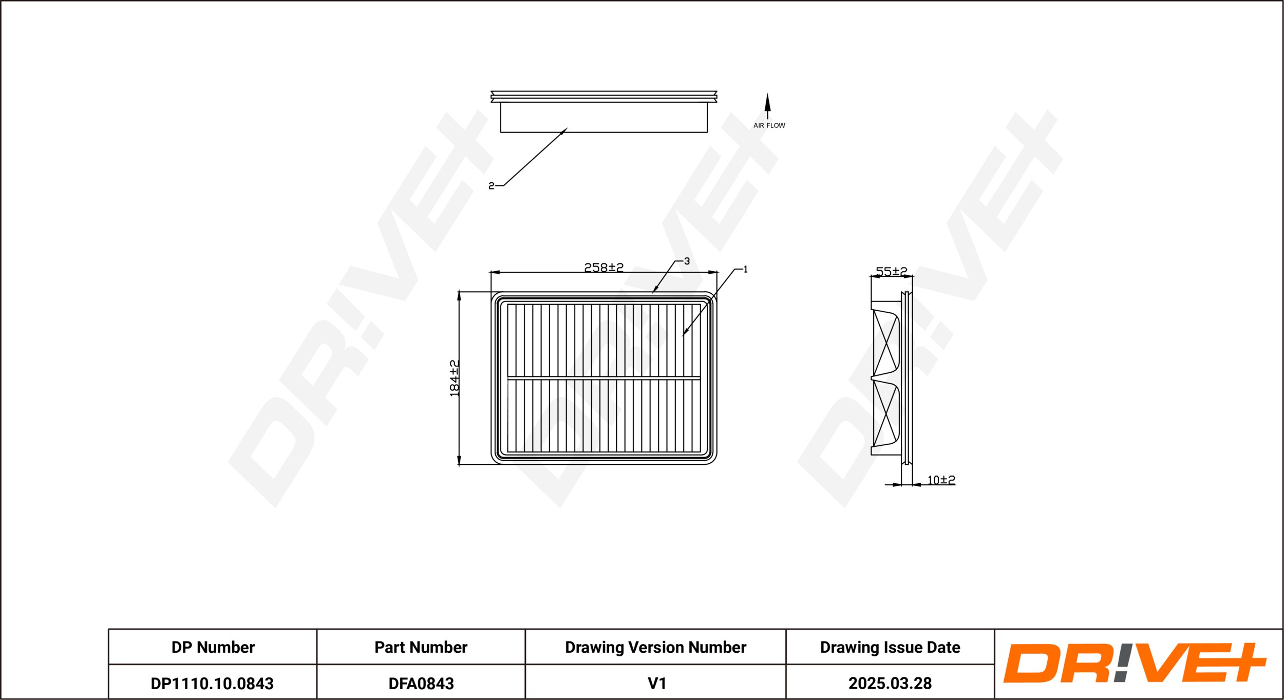 DR!VE+ Luftfilter dp1110100843 Filterindsats 55mm for MAZDA