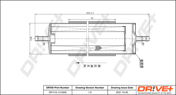 DR!VE+ Brændstof-filter dp1110130005 Lednings 306mm for BMW GENERAL MOTORS