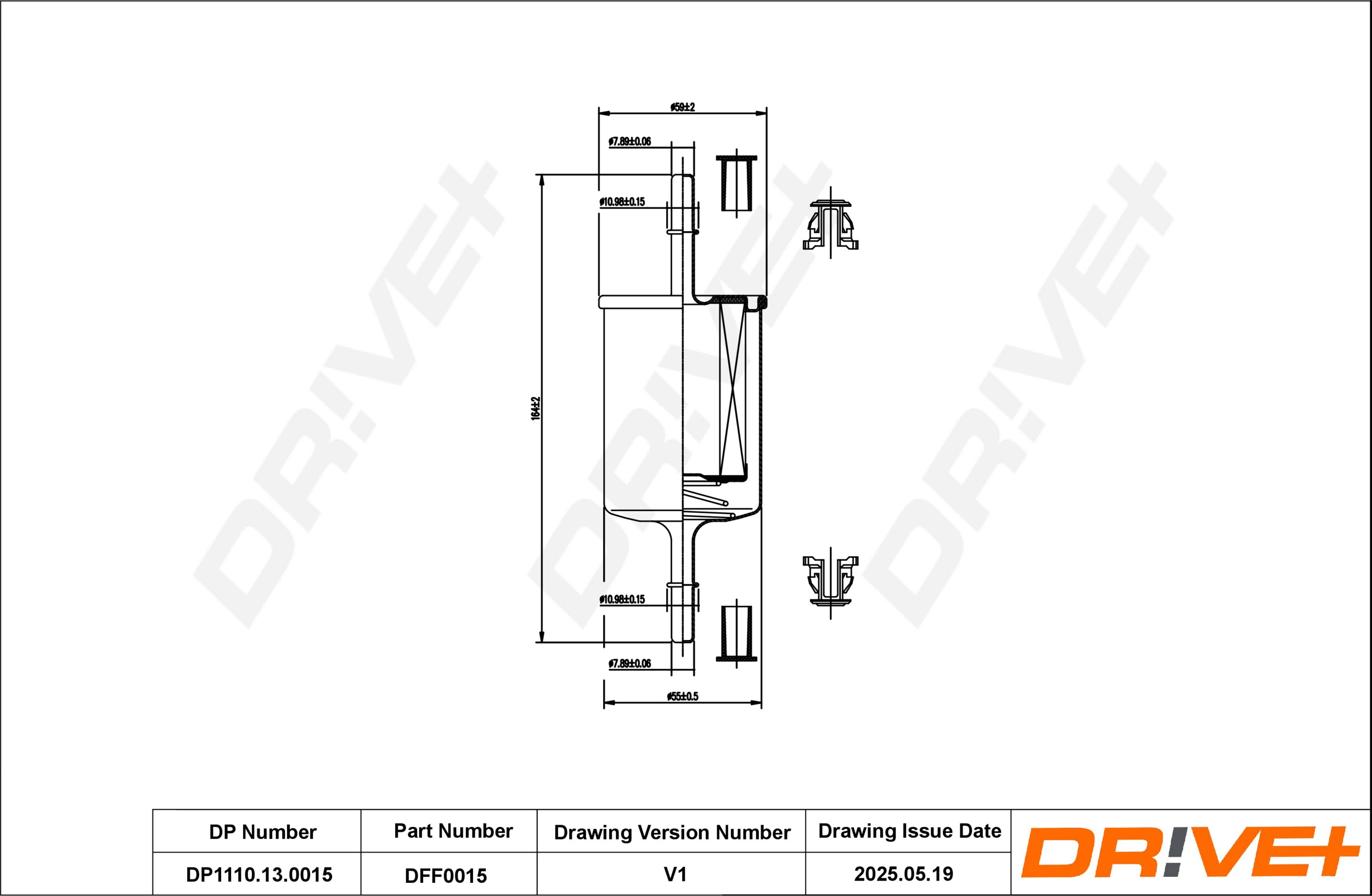 DR!VE+ Brændstof-filter dp1110130015 Lednings 164mm for PEUGEOT CITROËN OPEL LANCIA CHEVROLET GENERAL MOTORS VAUXHALL FIAT VAG JAGUAR LADA DATSUN