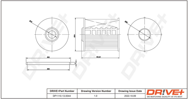 DR!VE+ Brændstof-filter dp1110130044 Filterindsats outer_diameter_1_mm_978|Yderdiameter 1 [mm]|80 outer_diameter_2_mm_979|Yderdiameter 2 [mm]|77 92mm