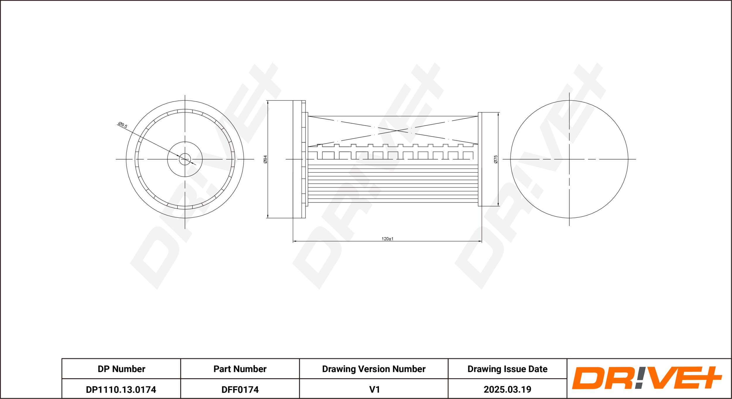 DR!VE+ Brændstof-filter dp1110130174 Filterindsats outer_diameter_1_mm_978|Yderdiameter 1 [mm]|94 122mm for PORSCHE VAG