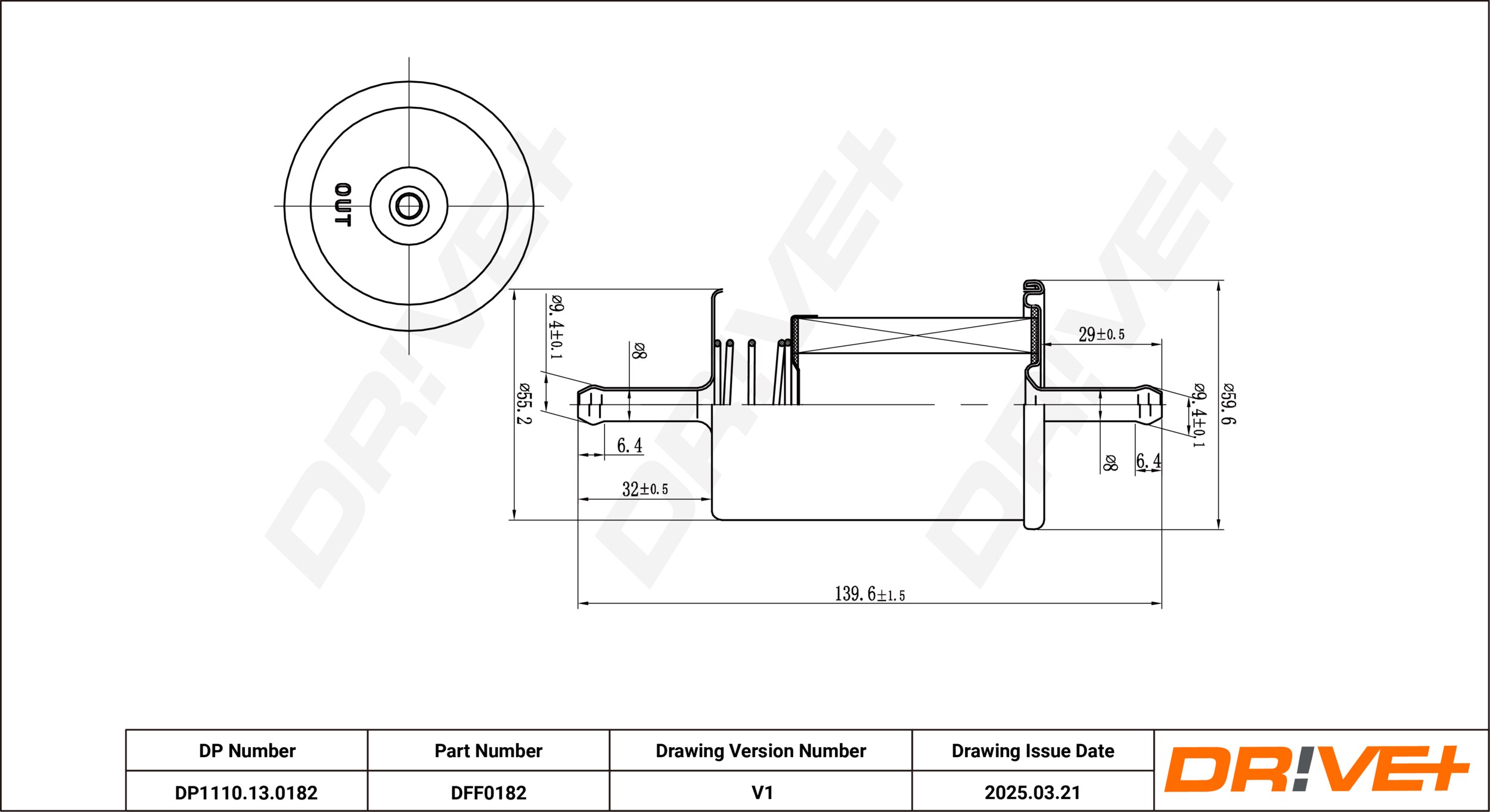 DR!VE+ Brændstof-filter dp1110130182 Lednings 138mm for LANCIA FIAT