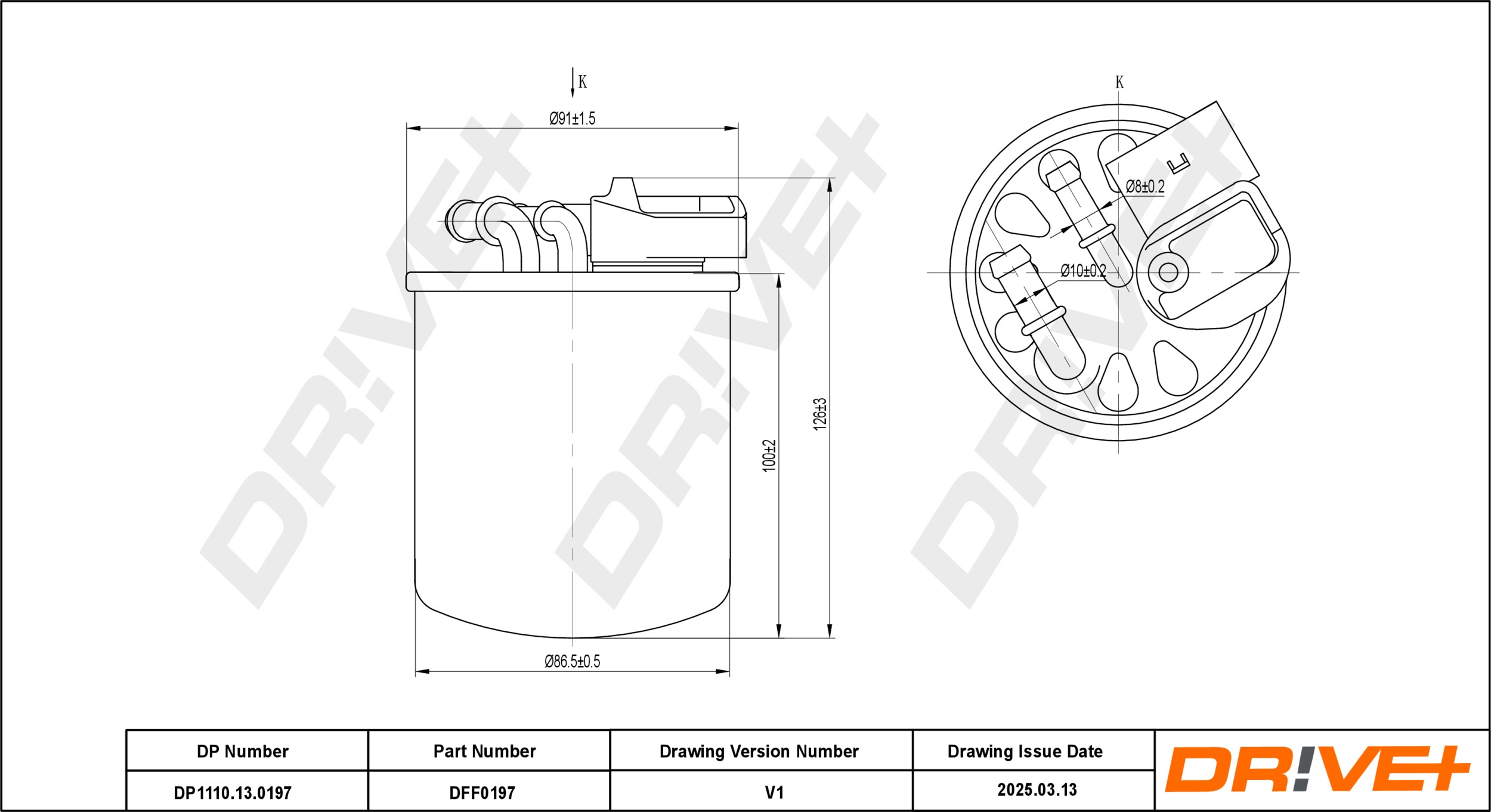 DR!VE+ Brændstof-filter dp1110130197 Lednings 126mm for MERCEDES-BENZ