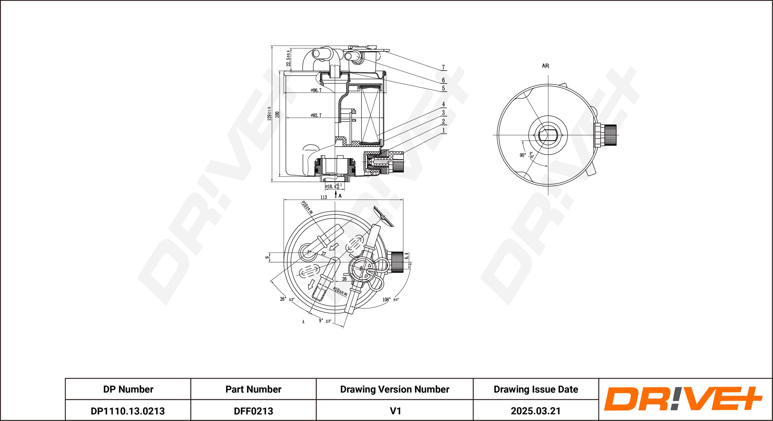 DR!VE+ Brændstof-filter dp1110130213 Ledningsfilter 126mm for NISSAN RENAULT
