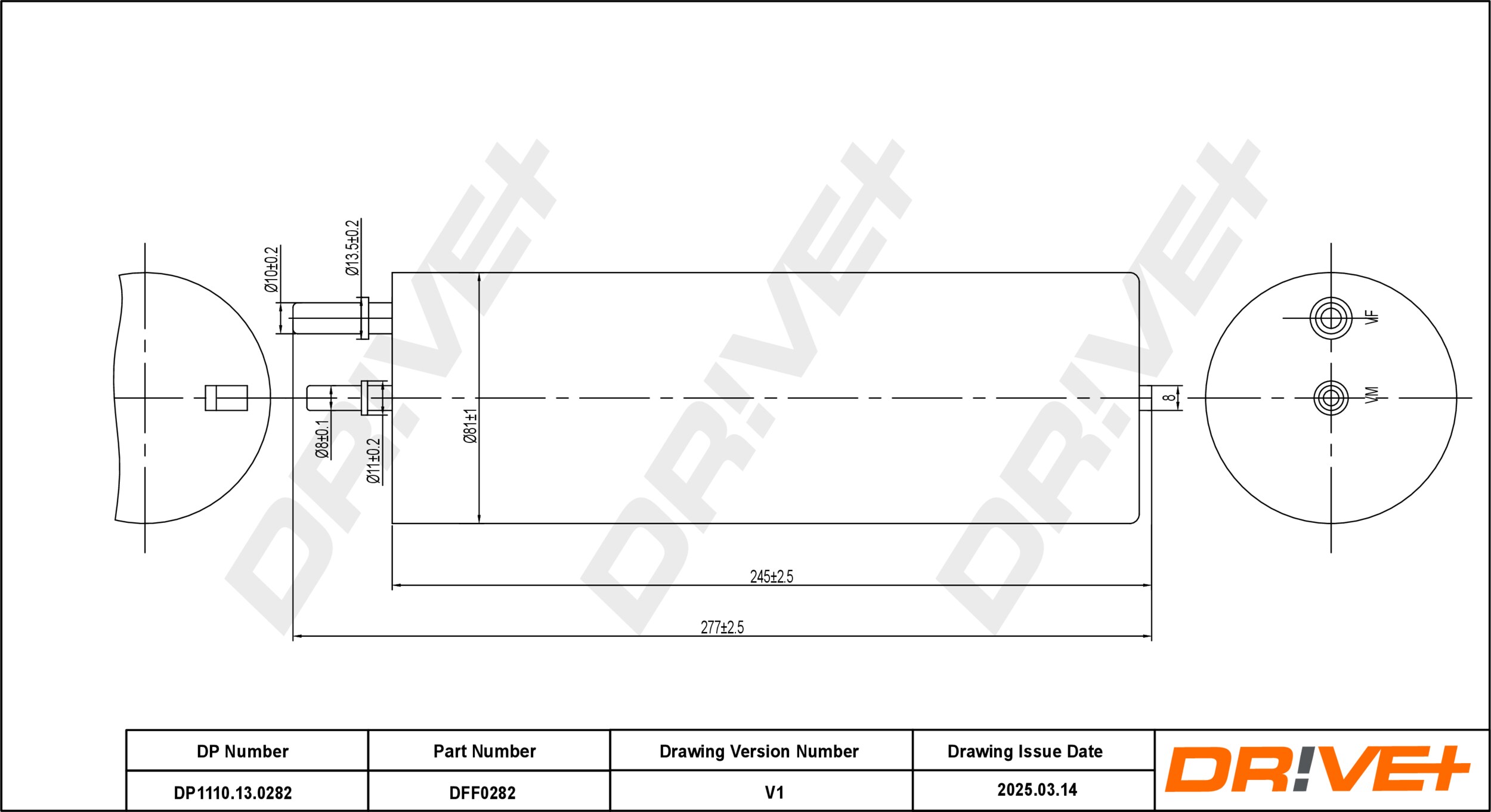DR!VE+ Brændstof-filter dp1110130282 Lednings 277mm for CUPRA