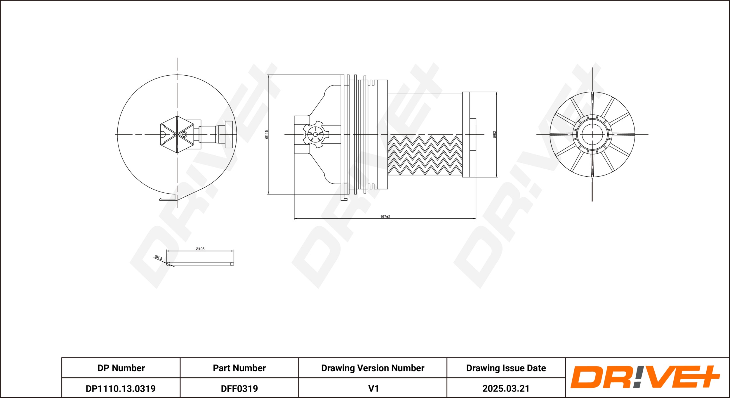 DR!VE+ Brændstof-filter dp1110130319 Filterindsats 167mm for RENAULT