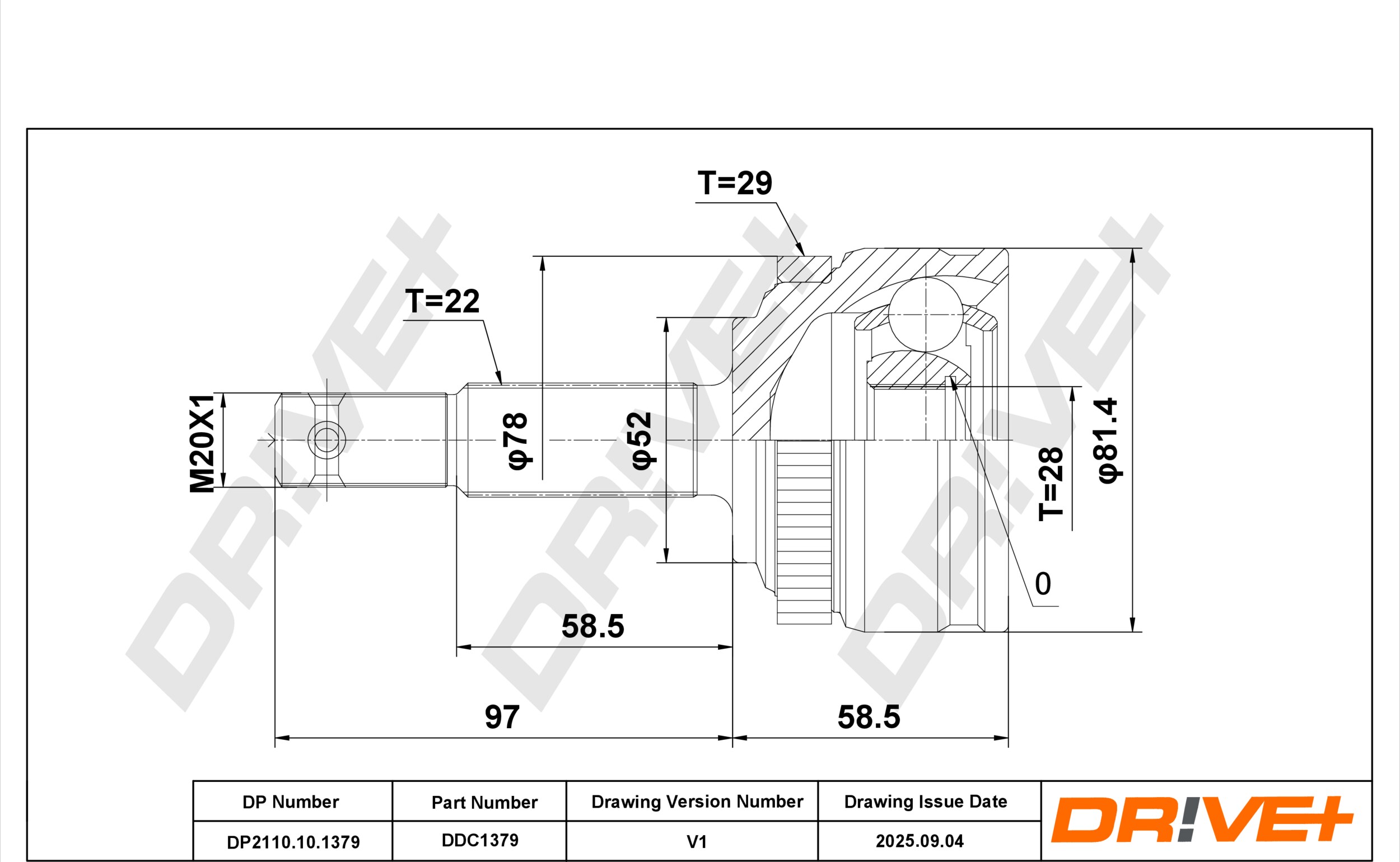 DR!VE+ Ledsæt, drivaksel dp2110101379 for OPEL GENERAL MOTORS VAUXHALL