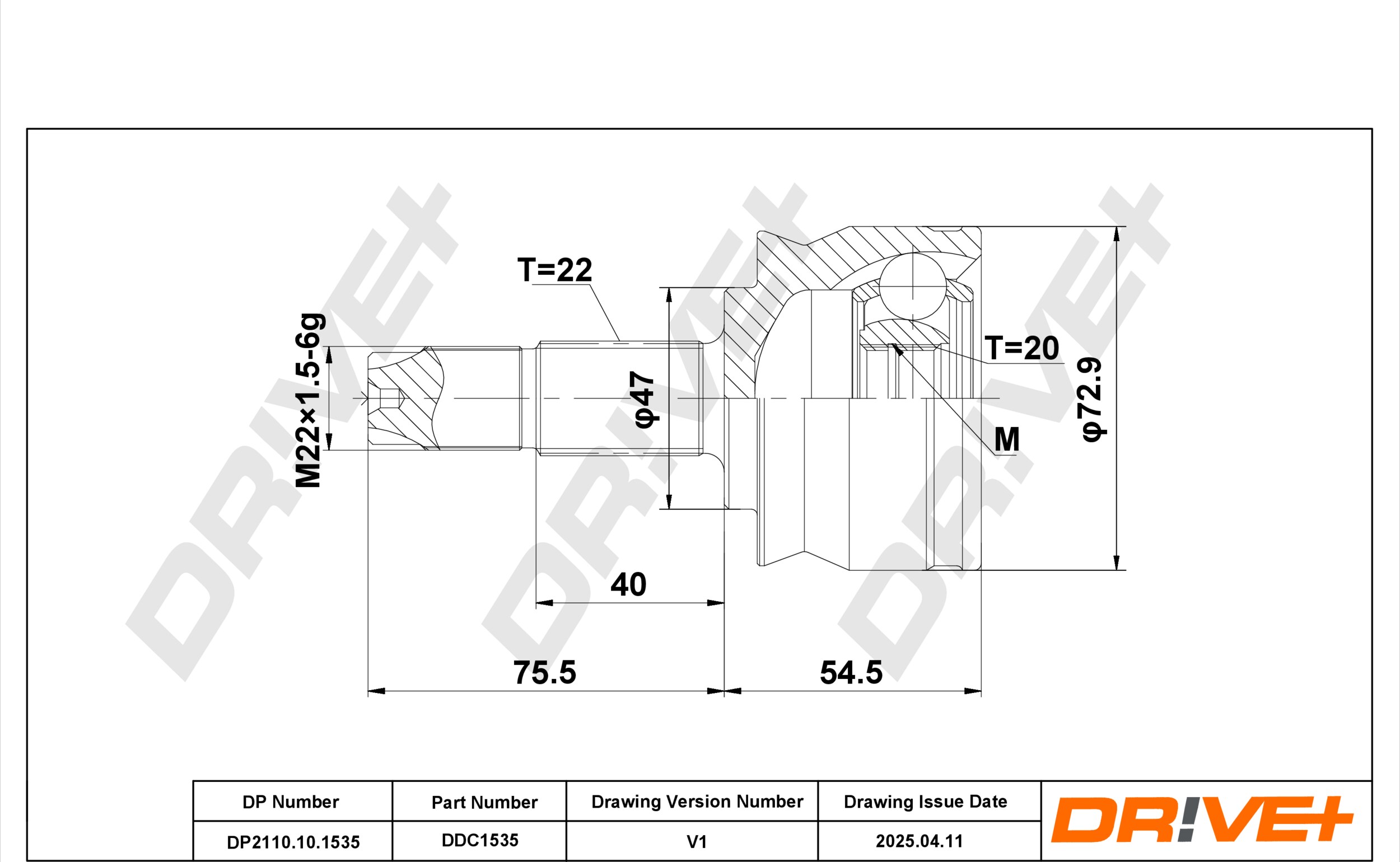 DR!VE+ Ledsæt, drivaksel dp2110101535 for FIAT FORD LANCIA