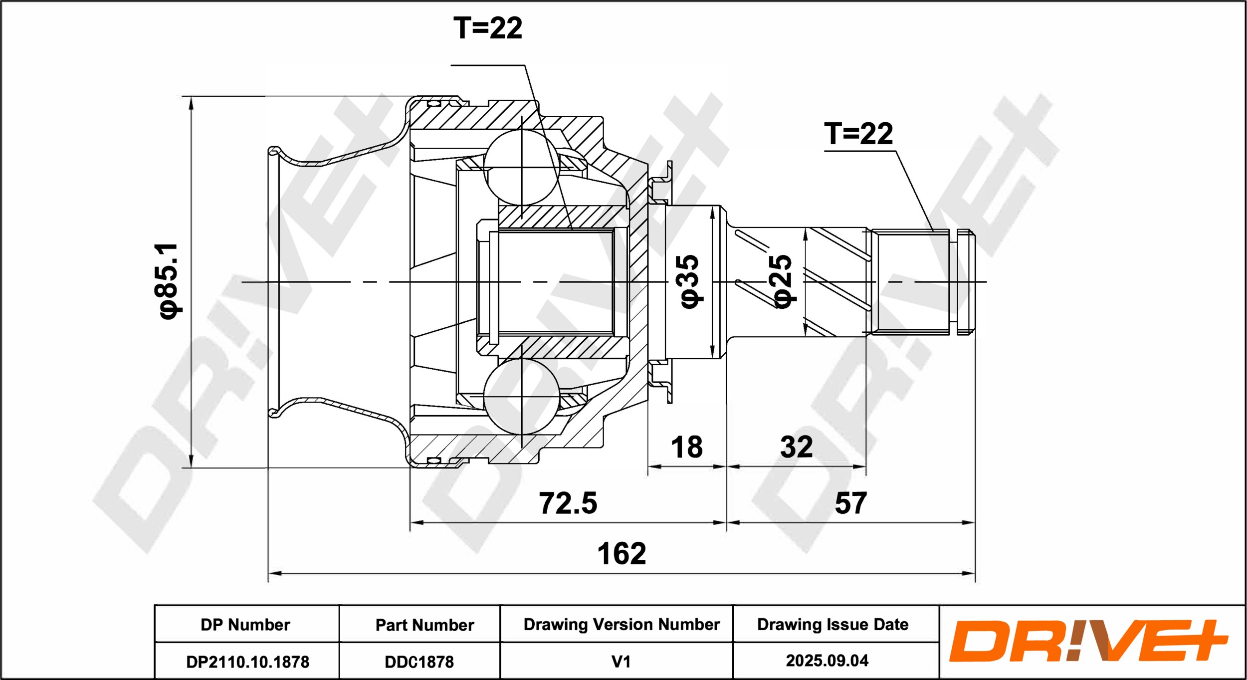 DR!VE+ Ledsæt, drivaksel dp2110101878 for OPEL GENERAL MOTORS CHEVROLET VAUXHALL