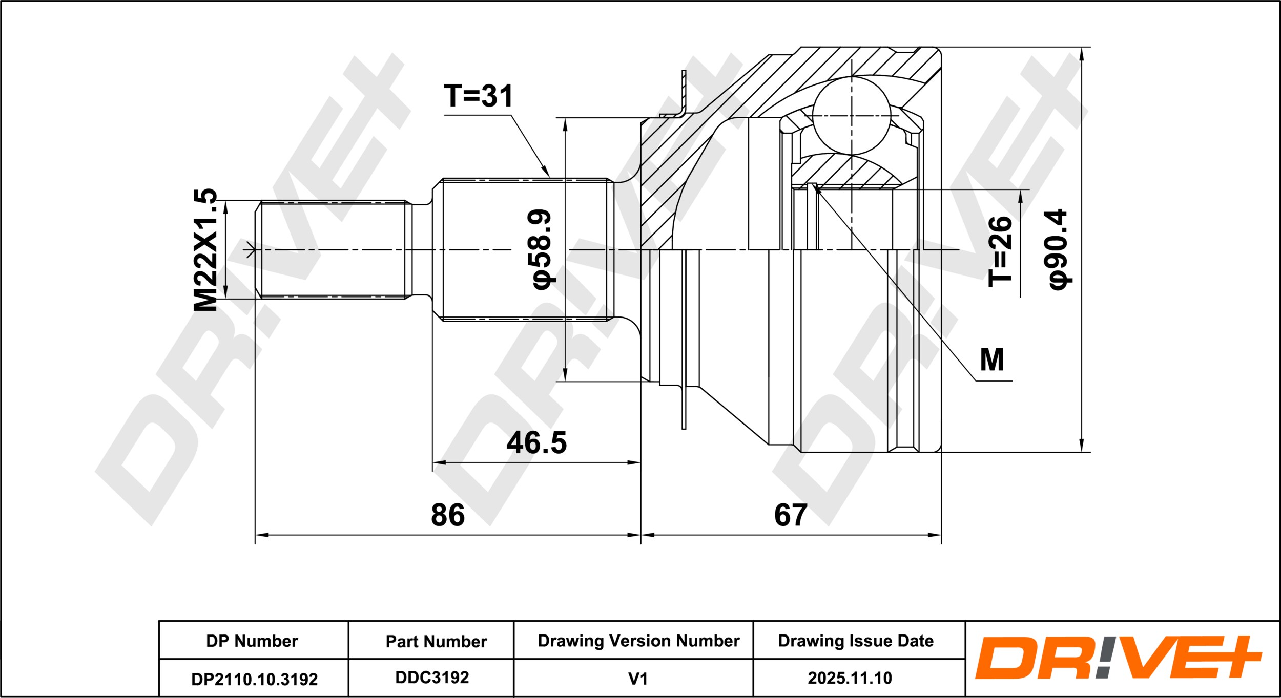 DR!VE+ Ledsæt, drivaksel dp2110103192 for MAZDA