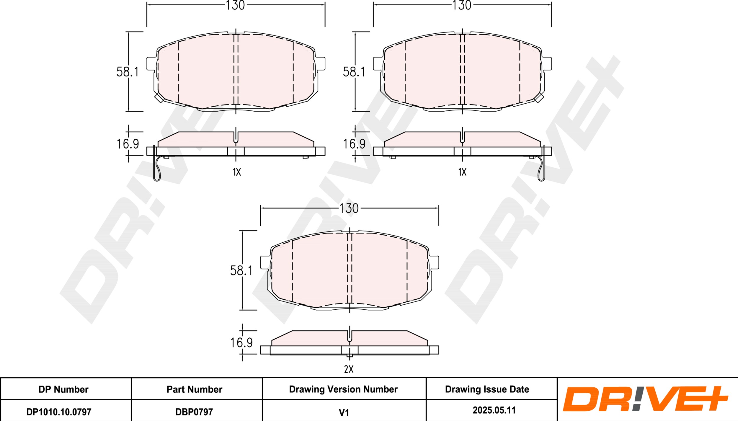 DR!VE+ Bremseklodser dp1010100797 foraksel for TOYOTA HYUNDAI KIA HYUNDAI (BEIJING) KIA (DYK)