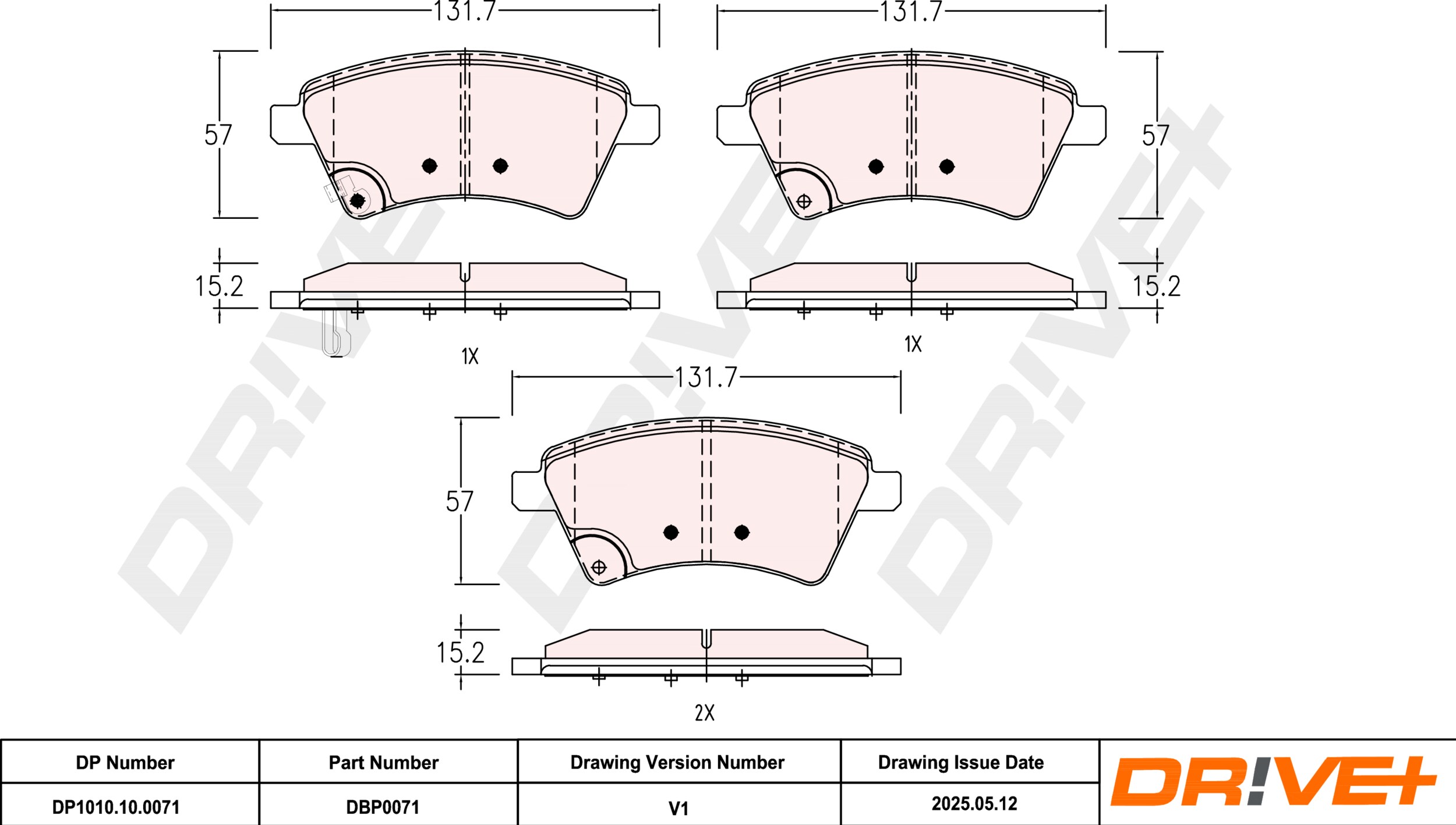 DR!VE+ Bremseklodser dp1010100071 foraksel for FIAT SUZUKI