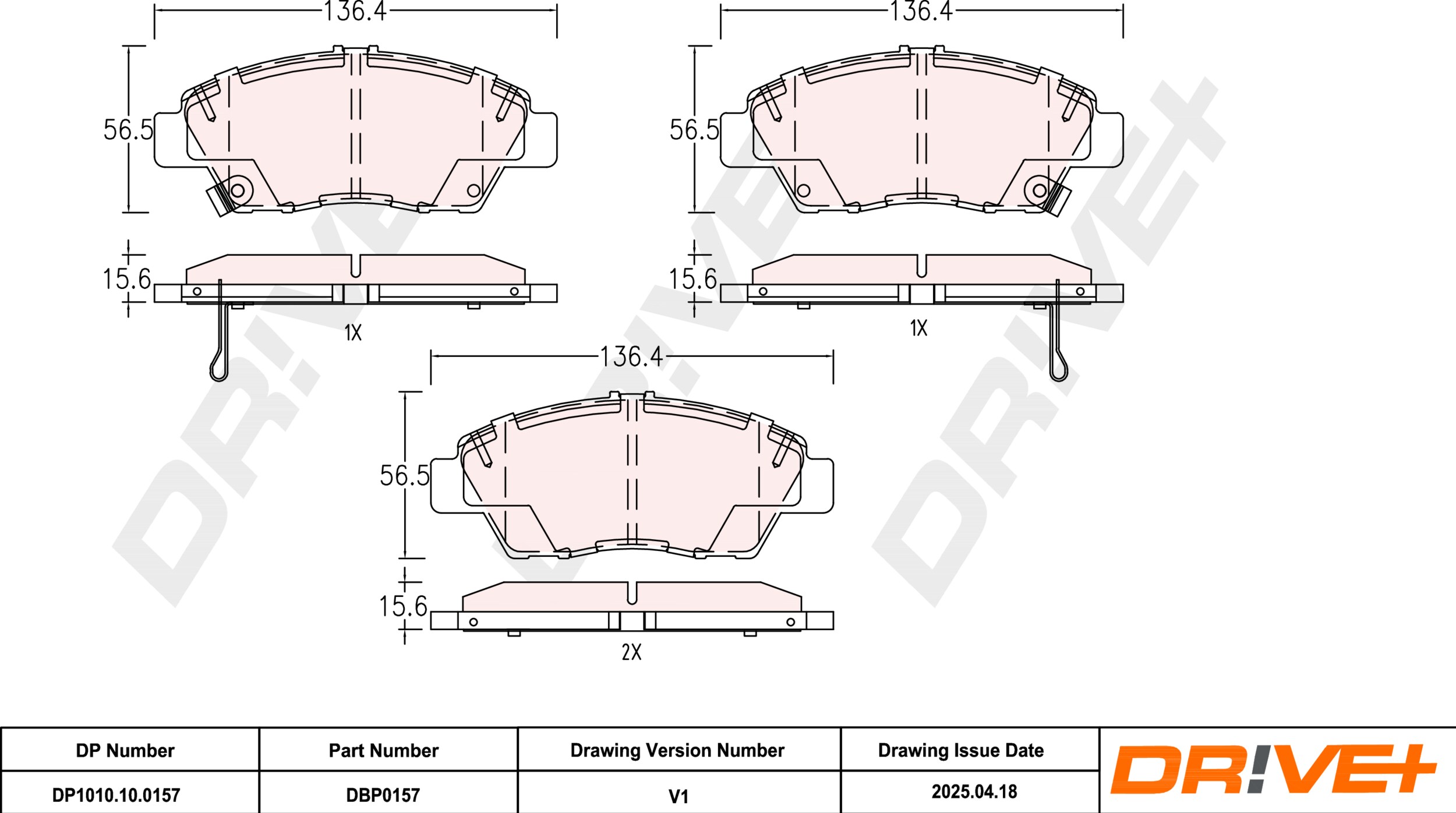 DR!VE+ Bremseklodser dp1010100157 foraksel for HONDA HONDA (GAC)