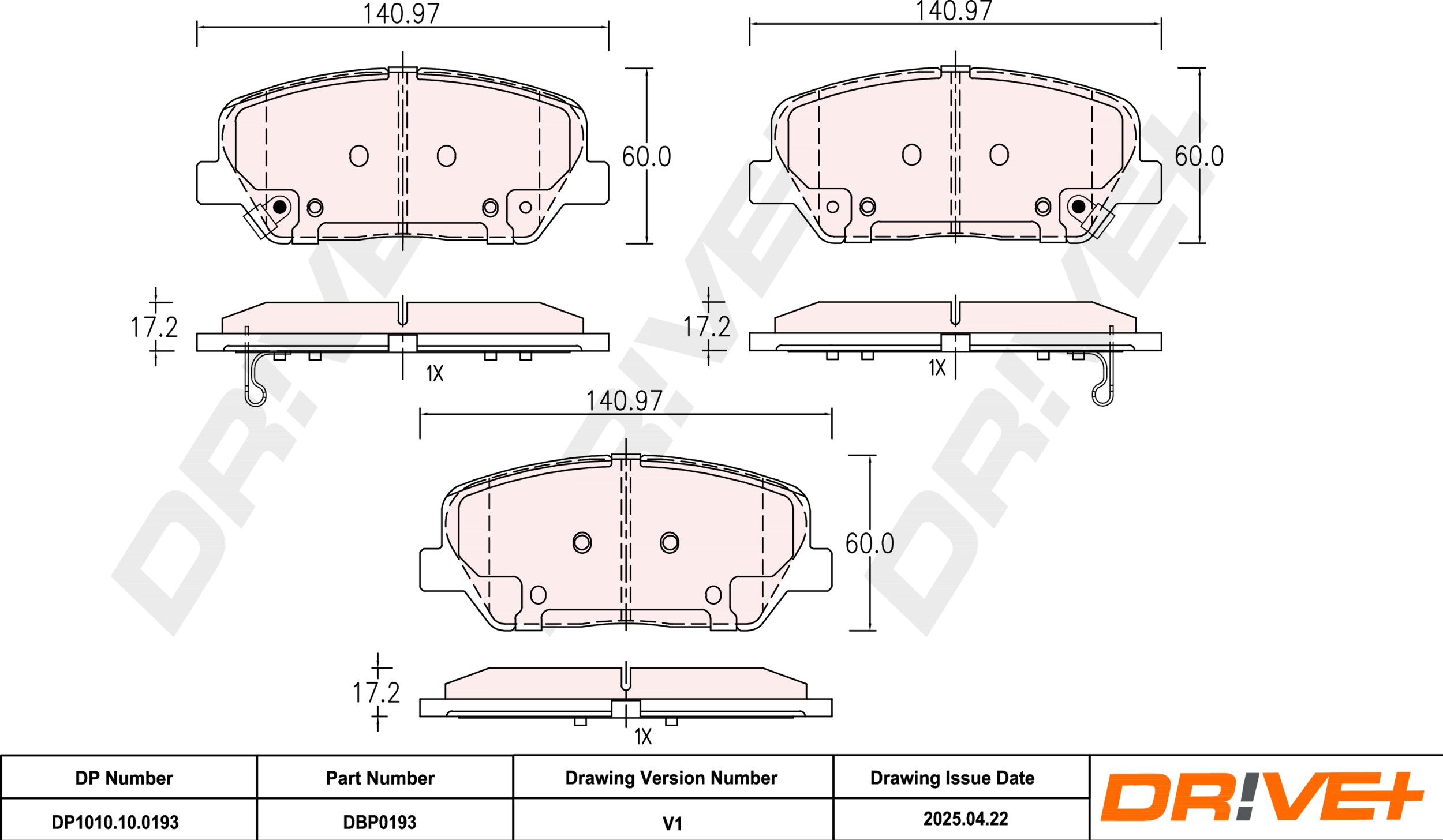DR!VE+ Bremseklodser dp1010100193 foraksel for KIA (DYK) KIA HYUNDAI