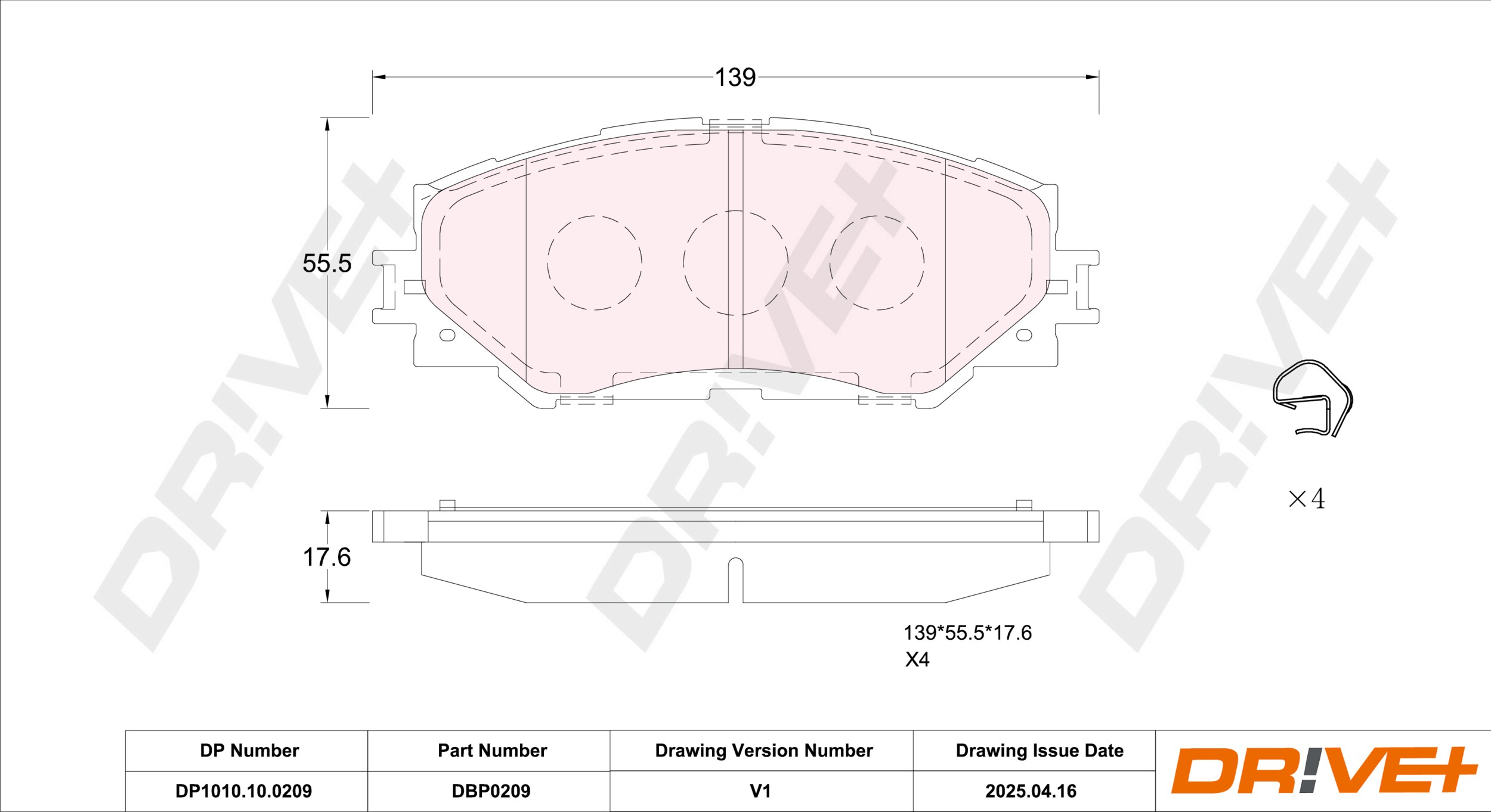 DR!VE+ Bremseklodser dp1010100209 foraksel for PONTIAC TOYOTA LEXUS TOYOTA (FAW)
