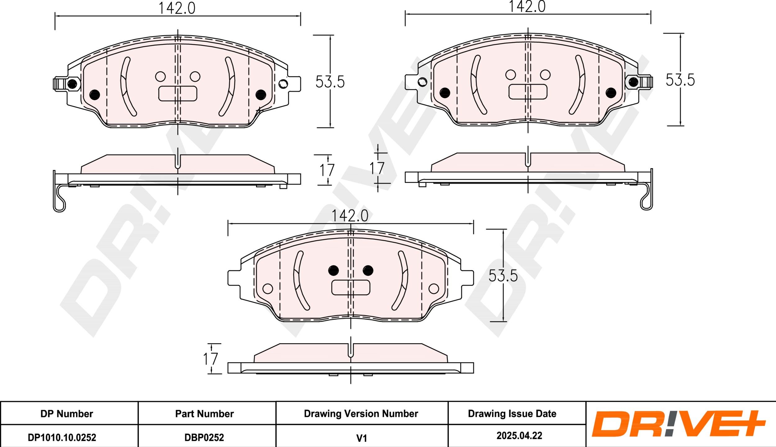 DR!VE+ Bremseklodser dp1010100252 foraksel for CHEVROLET