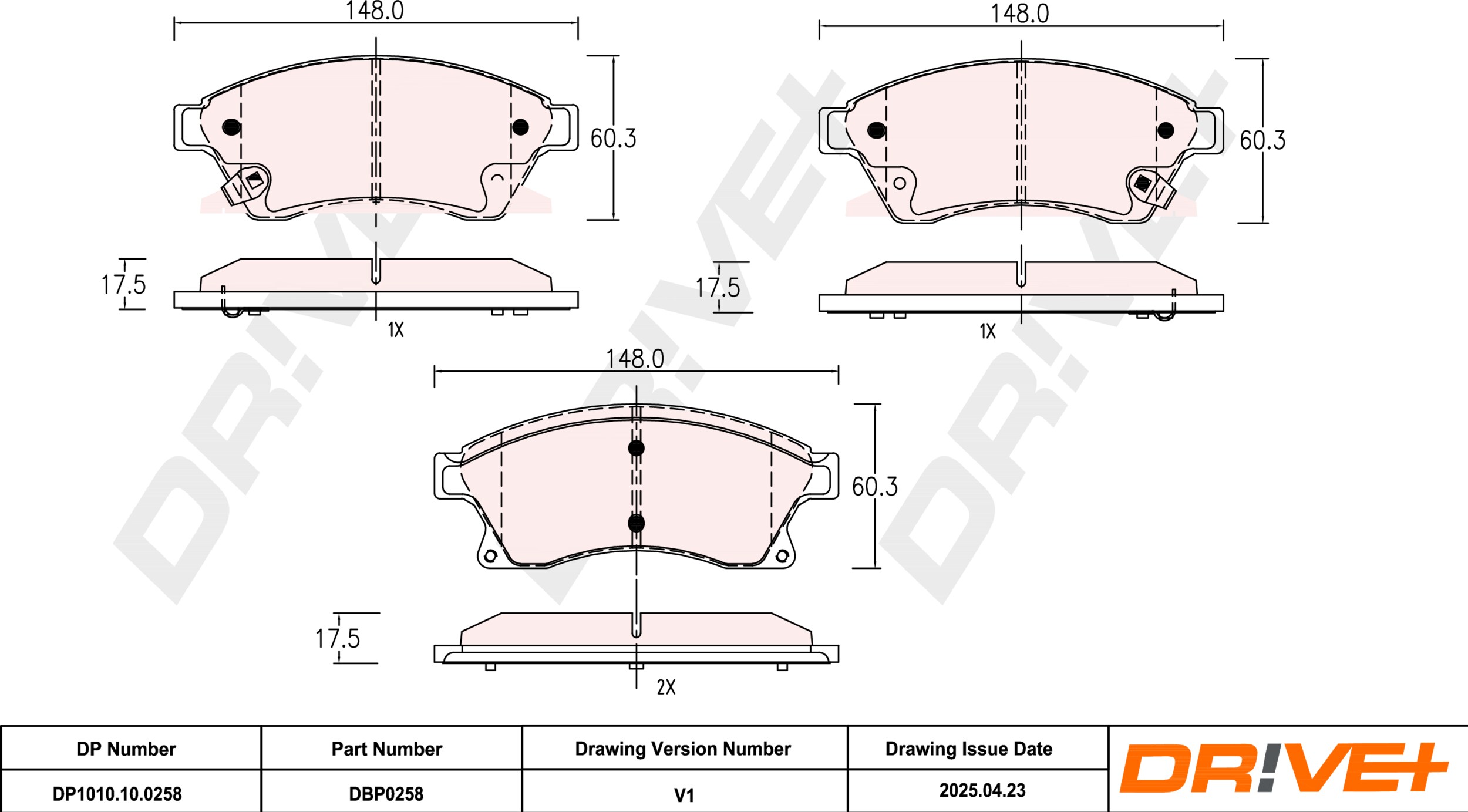 DR!VE+ Bremseklodser dp1010100258 foraksel for CHEVROLET VAUXHALL OPEL BUICK (SGM) CHEVROLET (SGM)