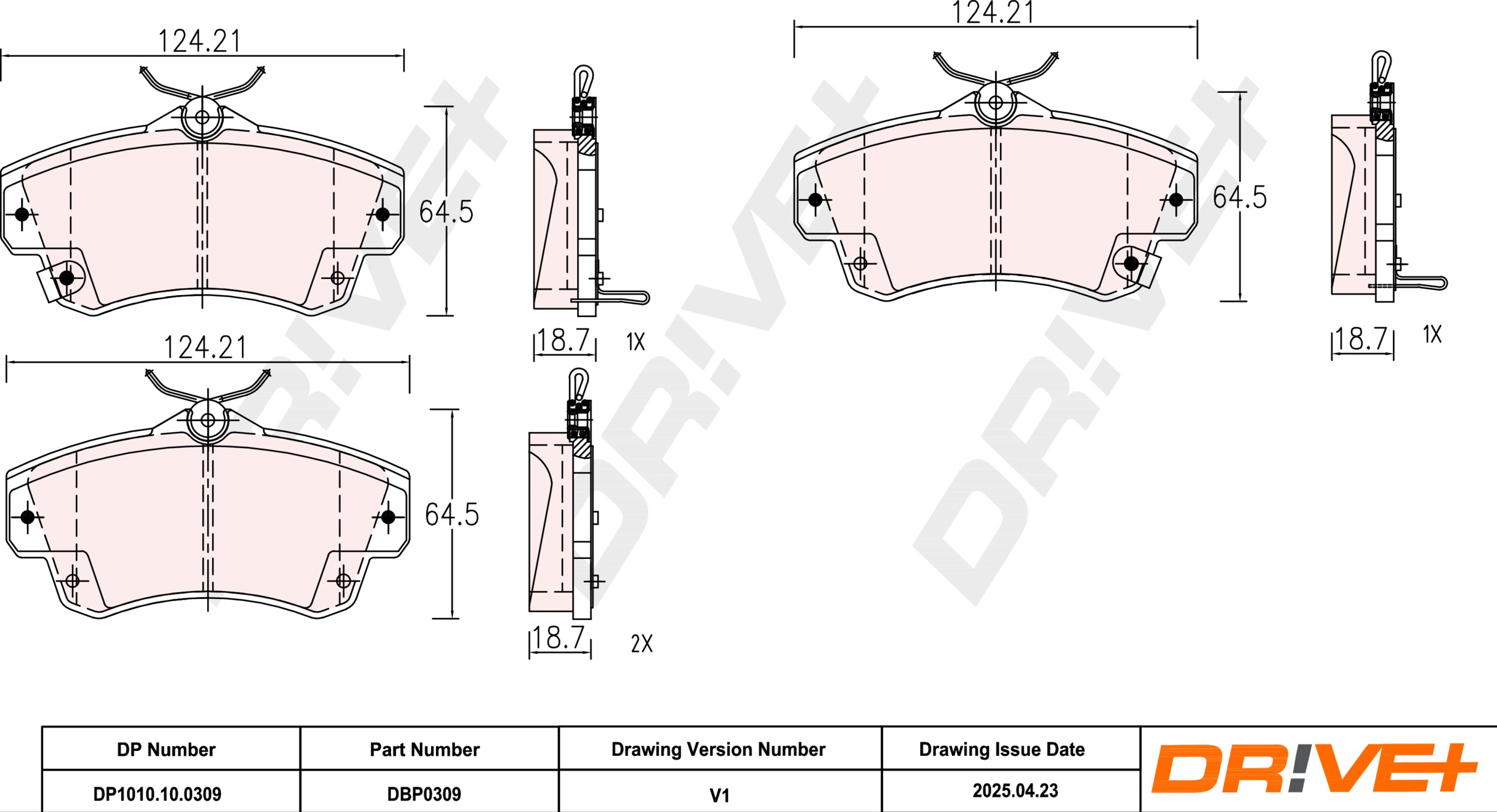 DR!VE+ Bremseklodser dp1010100309 foraksel for CHRYSLER DODGE