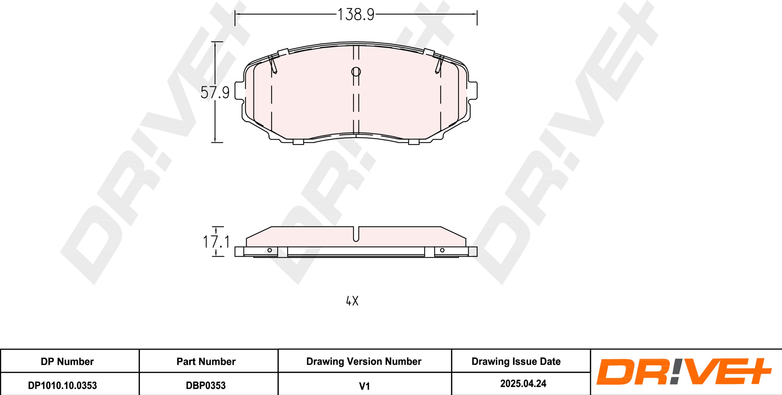 DR!VE+ Bremseklodser dp1010100353 foraksel for FORD FORD USA MAZDA MITSUBISHI