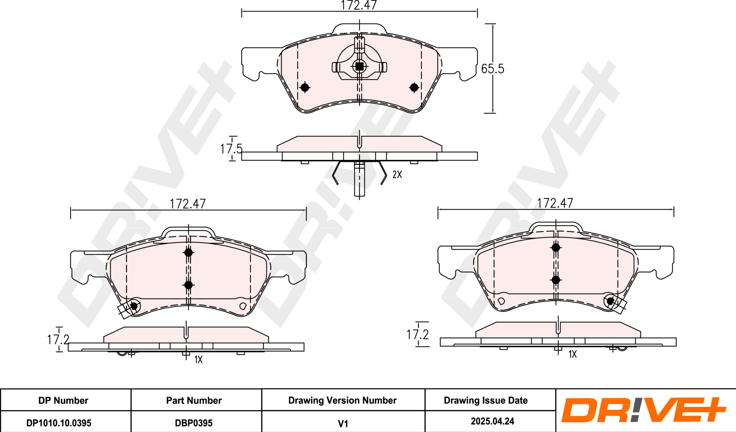 DR!VE+ Bremseklodser dp1010100395 foraksel for CHRYSLER JEEP DODGE