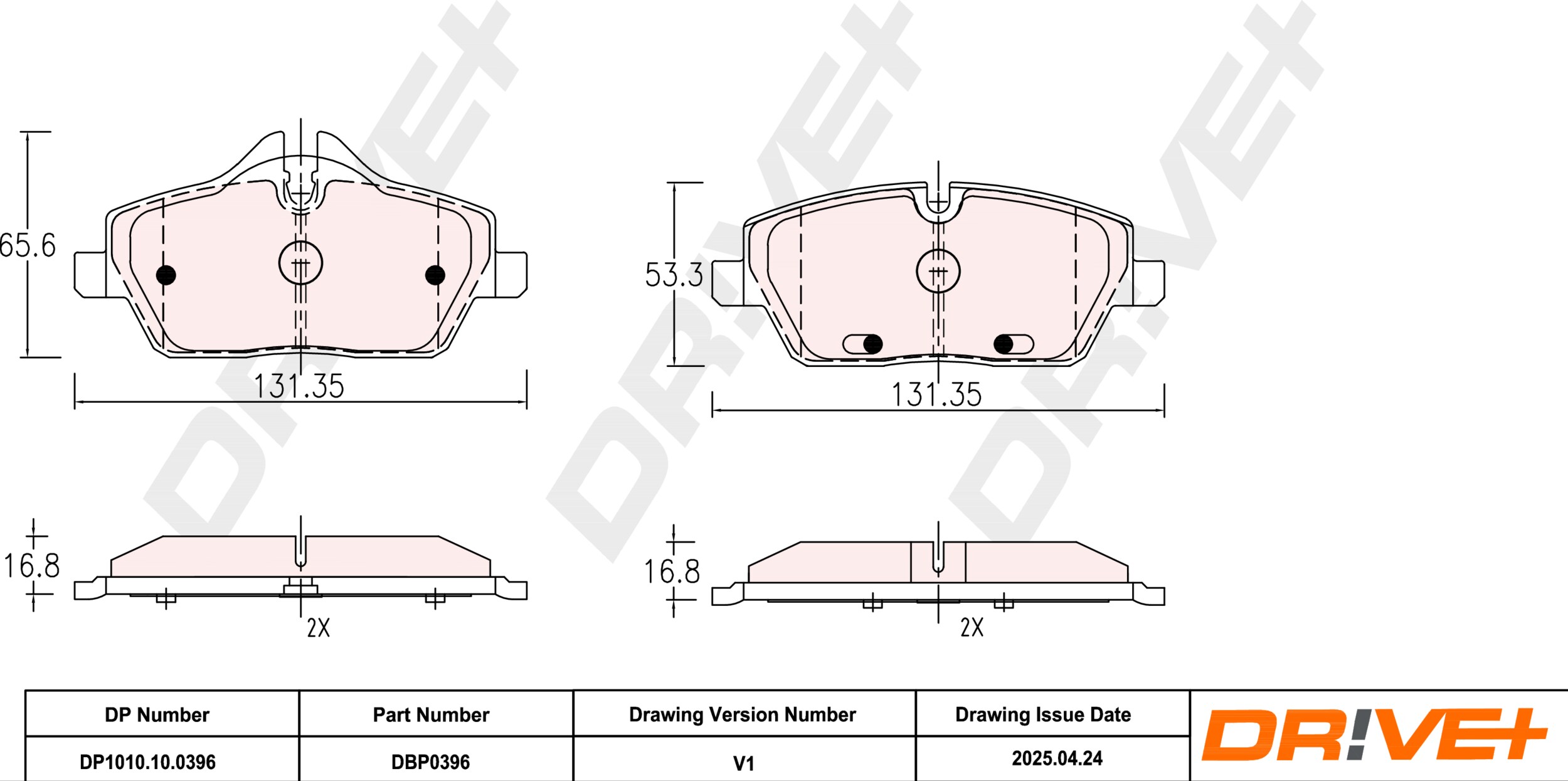 DR!VE+ Bremseklodser dp1010100396 foraksel for BMW MINI