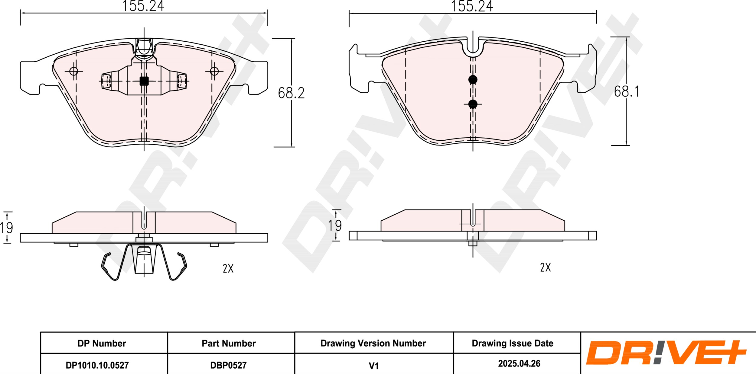 DR!VE+ Bremseklodser dp1010100527 foraksel for BMW BMW (BRILLIANCE)