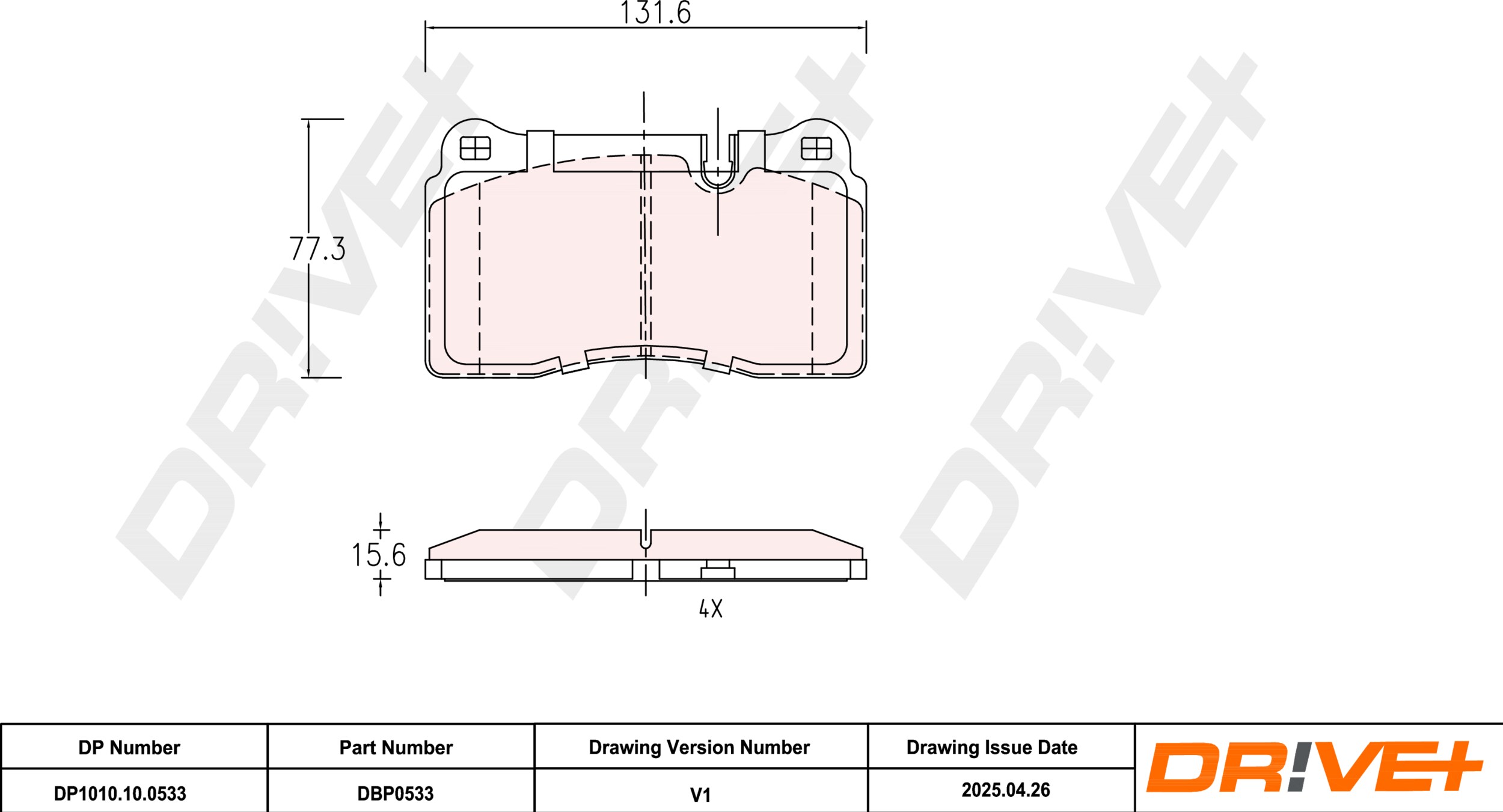 DR!VE+ Bremseklodser dp1010100533 foraksel for CUPRA VW SEAT MERCEDES-BENZ PORSCHE
