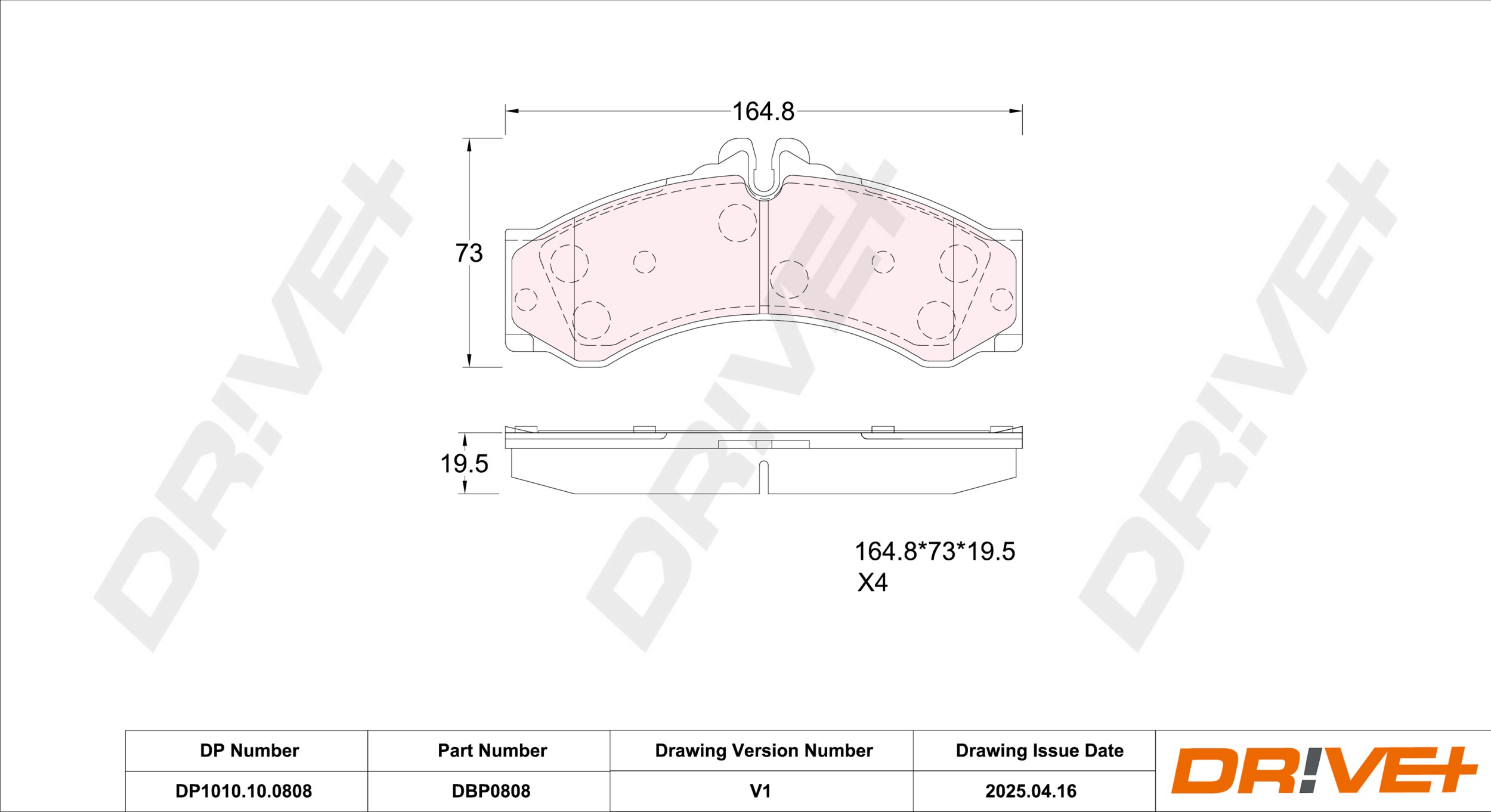 DR!VE+ Bremseklodser dp1010100808 foraksel for MERCEDES-BENZ VW