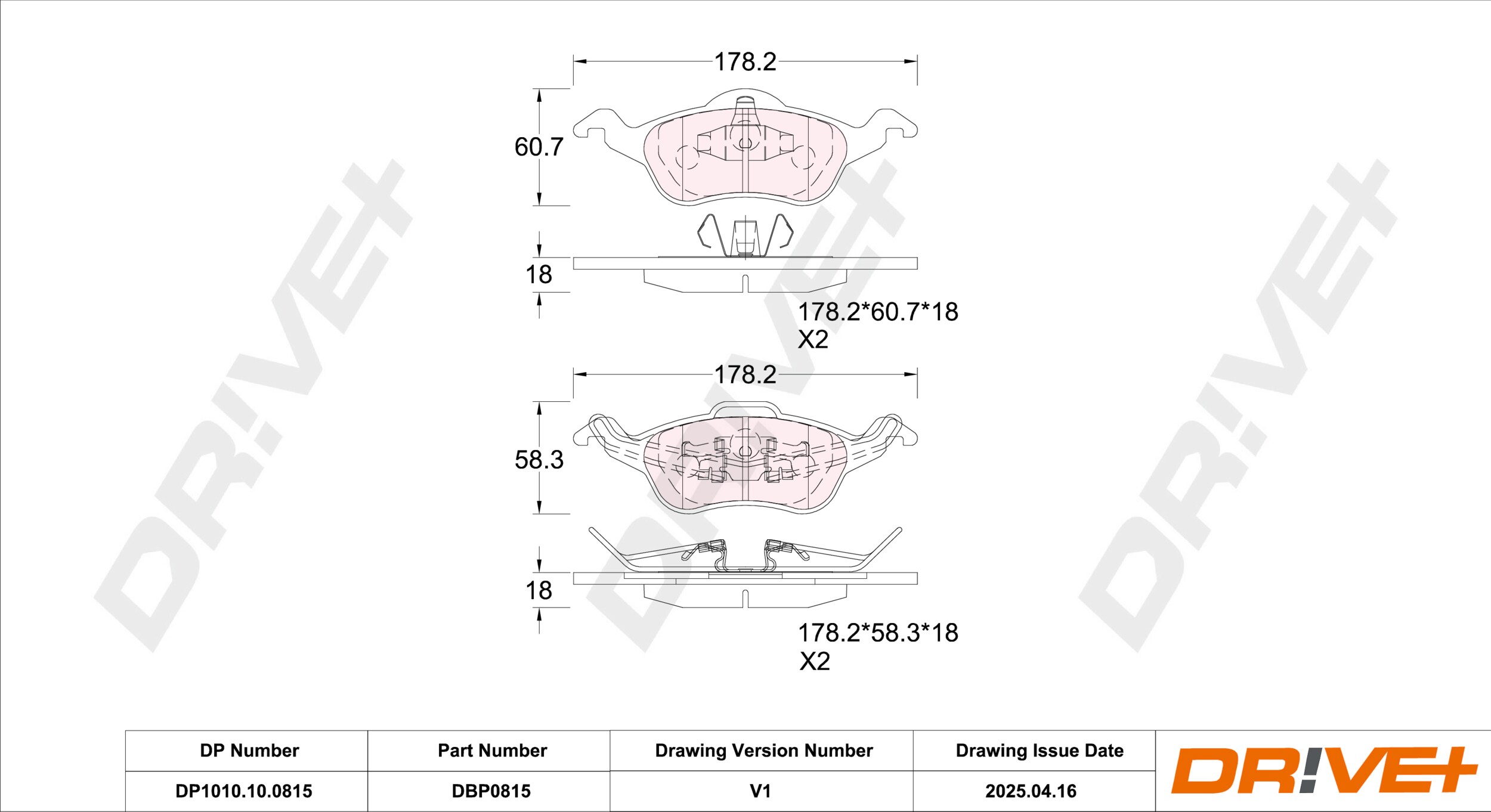 DR!VE+ Bremseklodser dp1010100815 foraksel for FORD