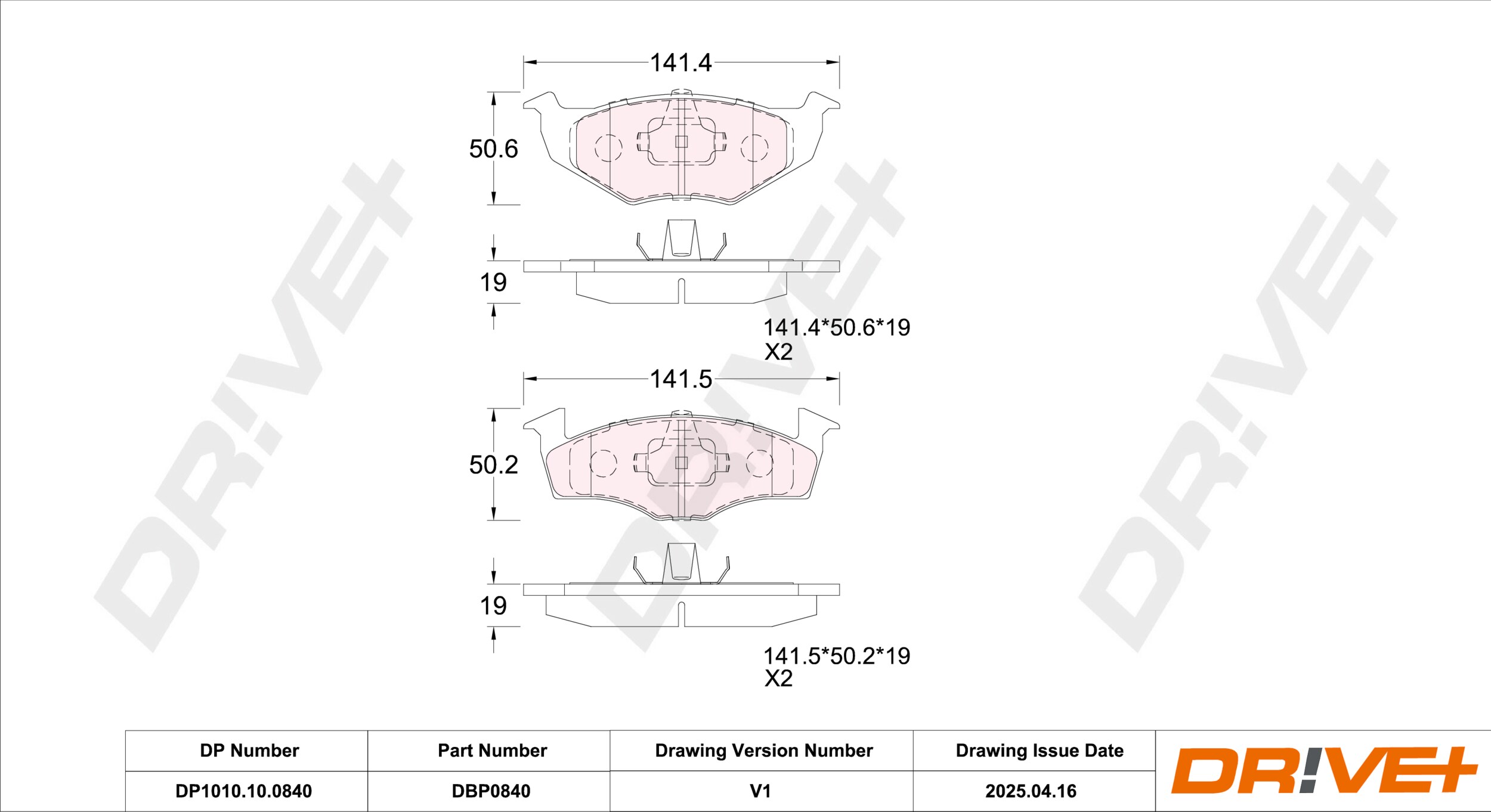 DR!VE+ Bremseklodser dp1010100840 foraksel for VW