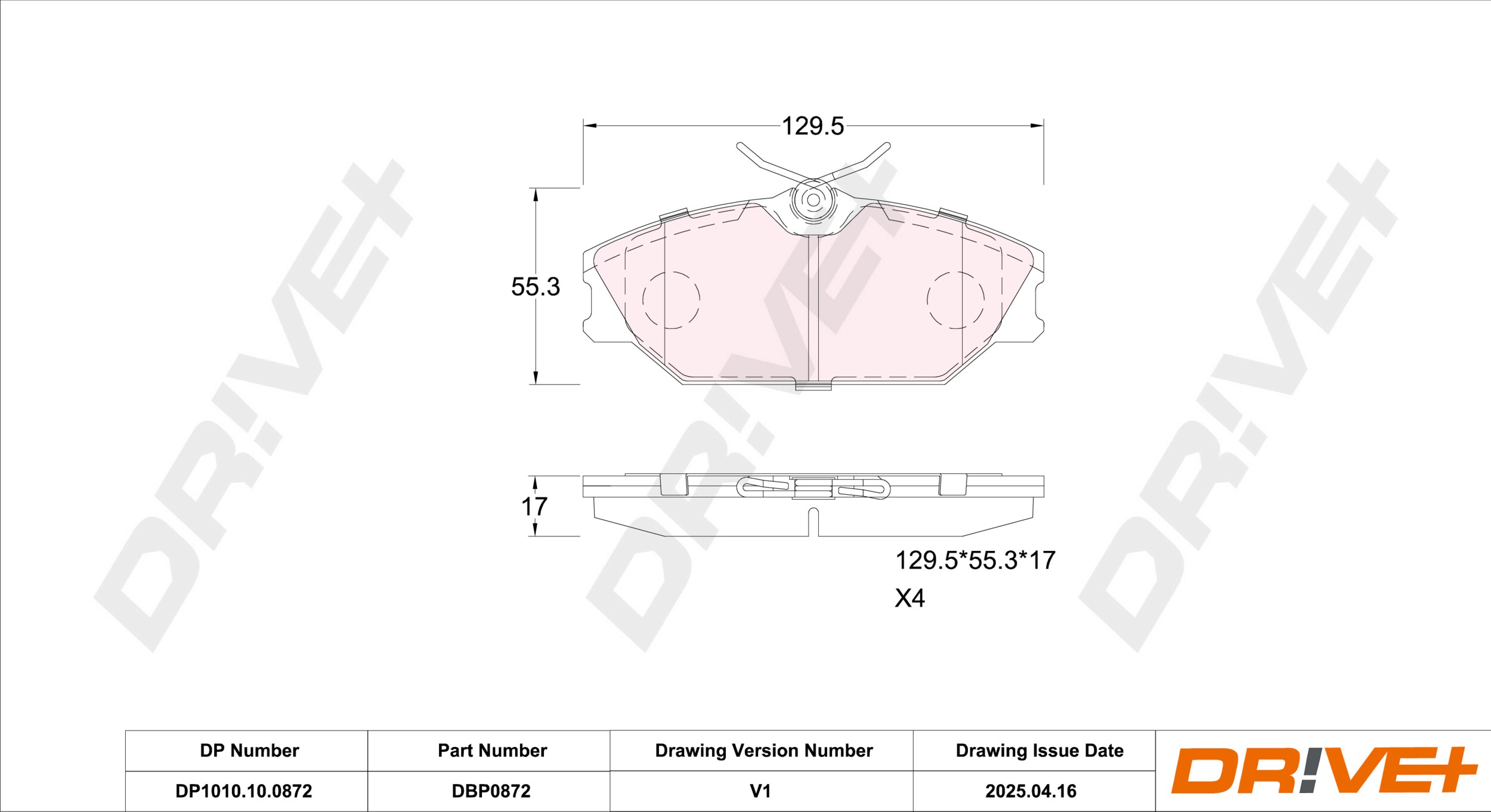 DR!VE+ Bremseklodser dp1010100872 foraksel for RENAULT