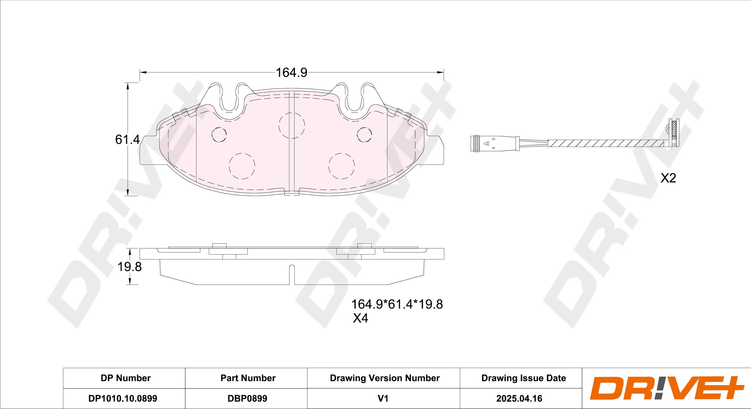 DR!VE+ Bremseklodser dp1010100899 foraksel for MERCEDES-BENZ