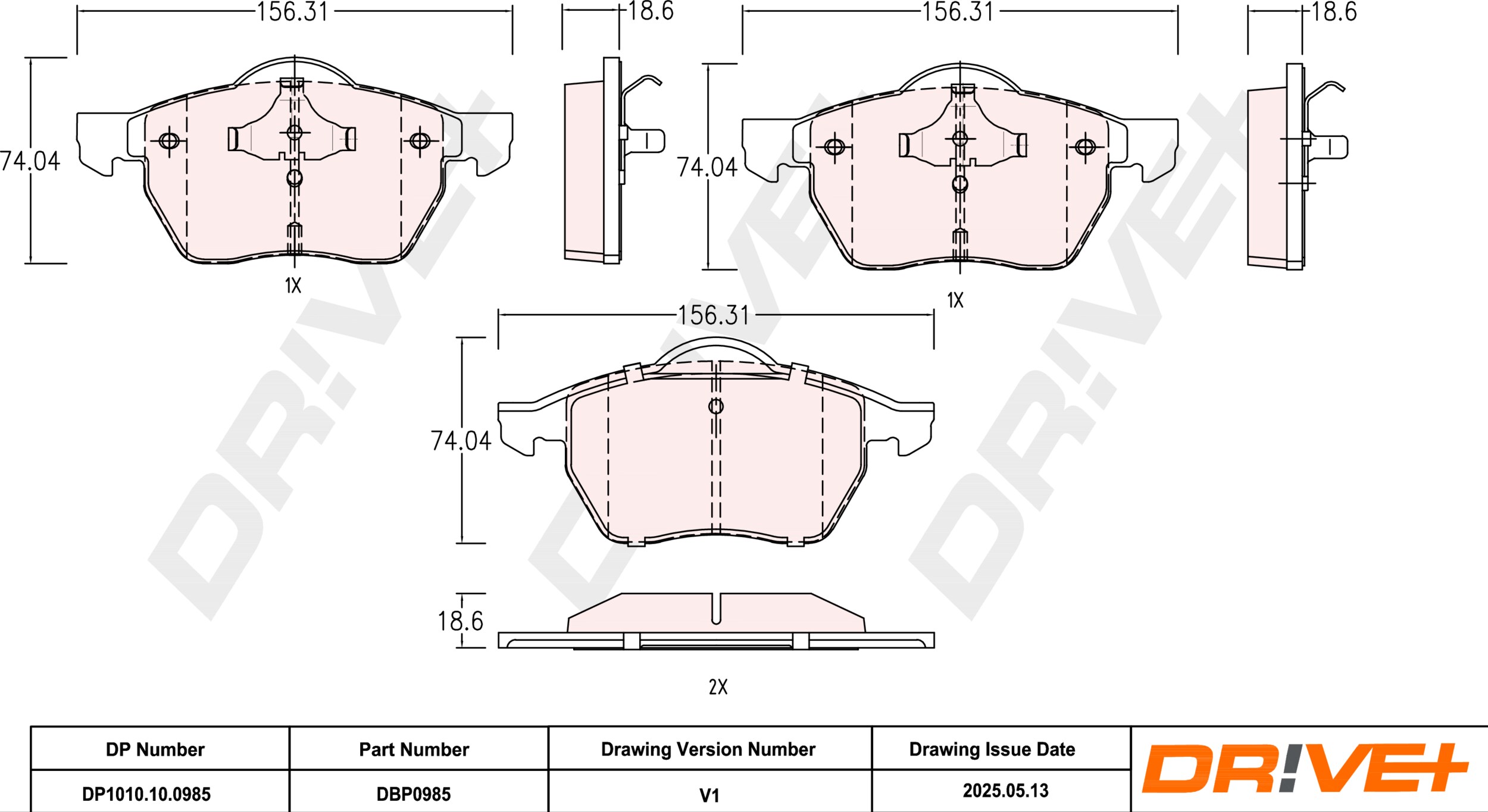 DR!VE+ Bremseklodser dp1010100985 foraksel for FORD VW SKODA