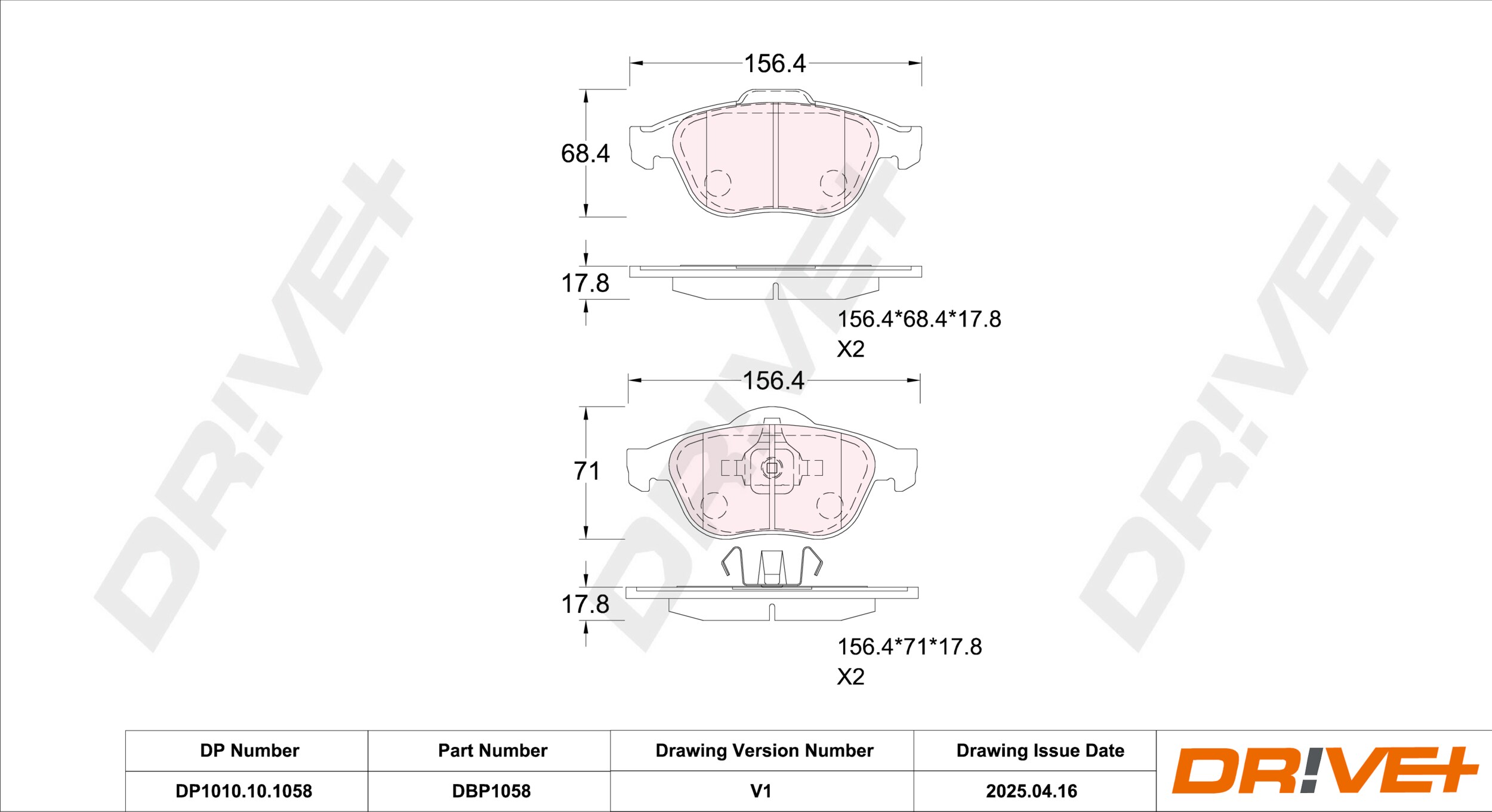 DR!VE+ Bremseklodser dp1010101058 foraksel for RENAULT